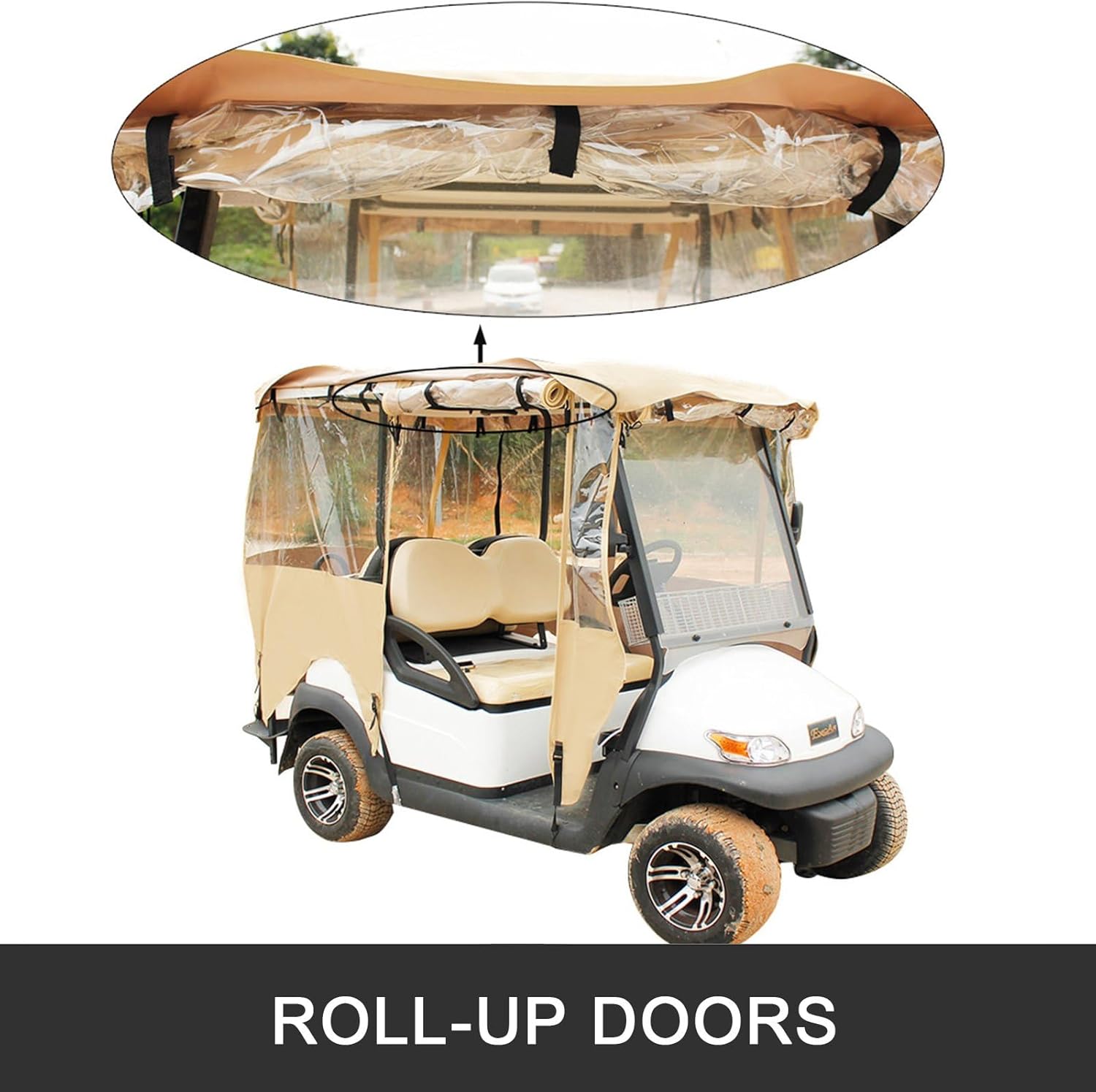 Waterproof 4-Person Golf Cart Enclosure with Transparent Windows, Fits EZGO, Club Car, Yamaha Cart – Deluxe Fairway Cover