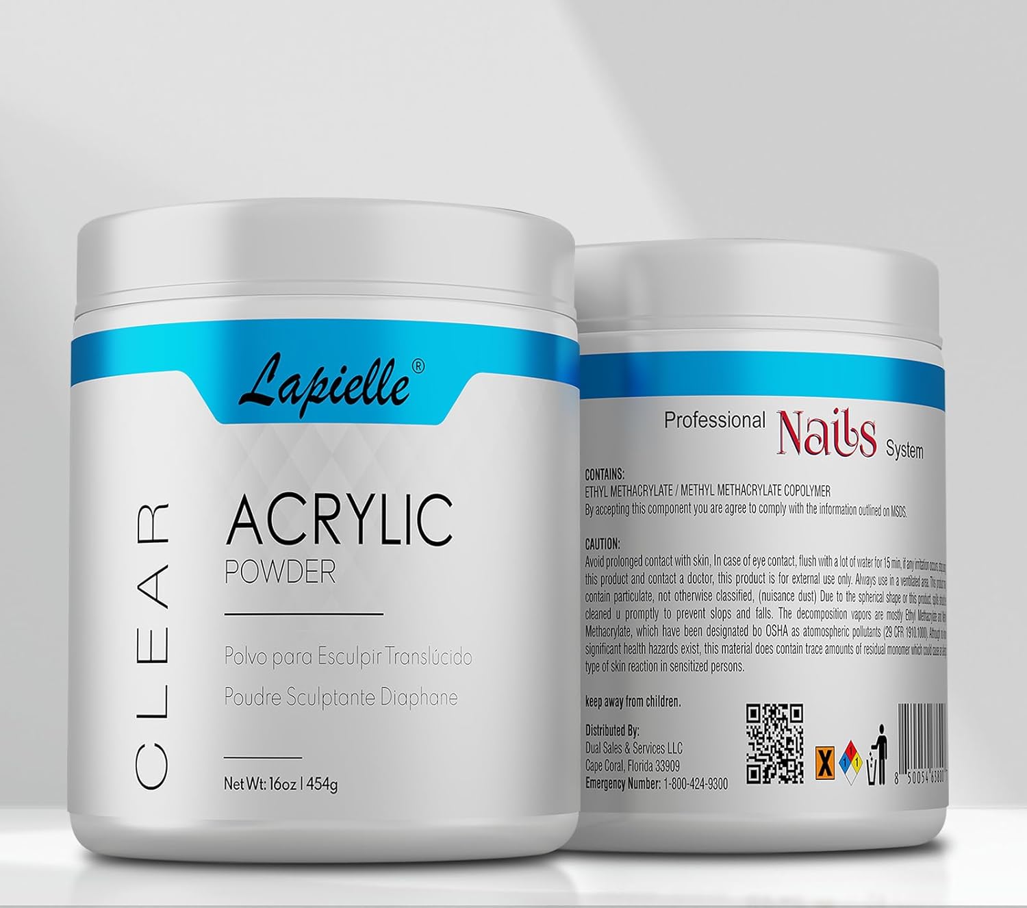 Lapielle Polvo acrílico profesional para arte de uñas. Larga duración, gran capacidad y secado rápido. Extensión de uñas de manicura de salón de