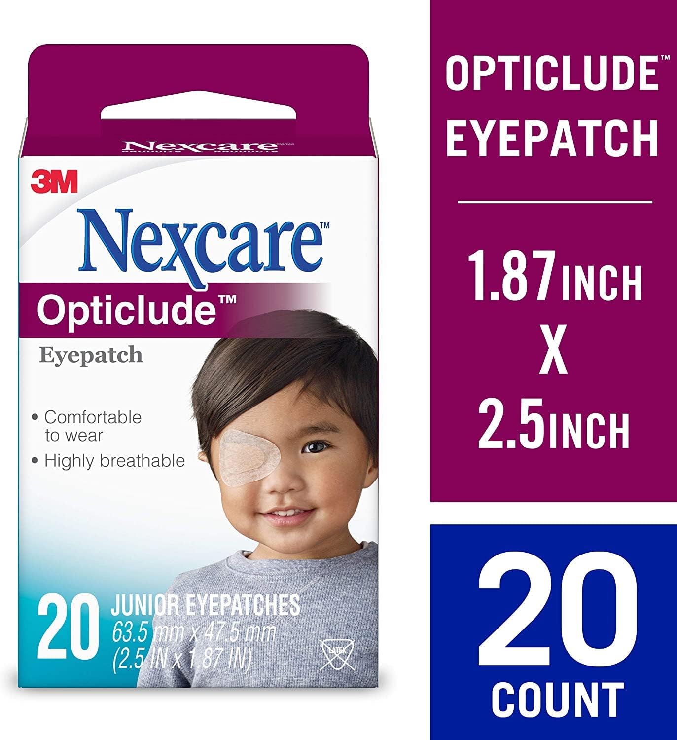 Nexcare Opticlude – Parches ortopédicos para los ojos, 20 unidades (paquete de 3)