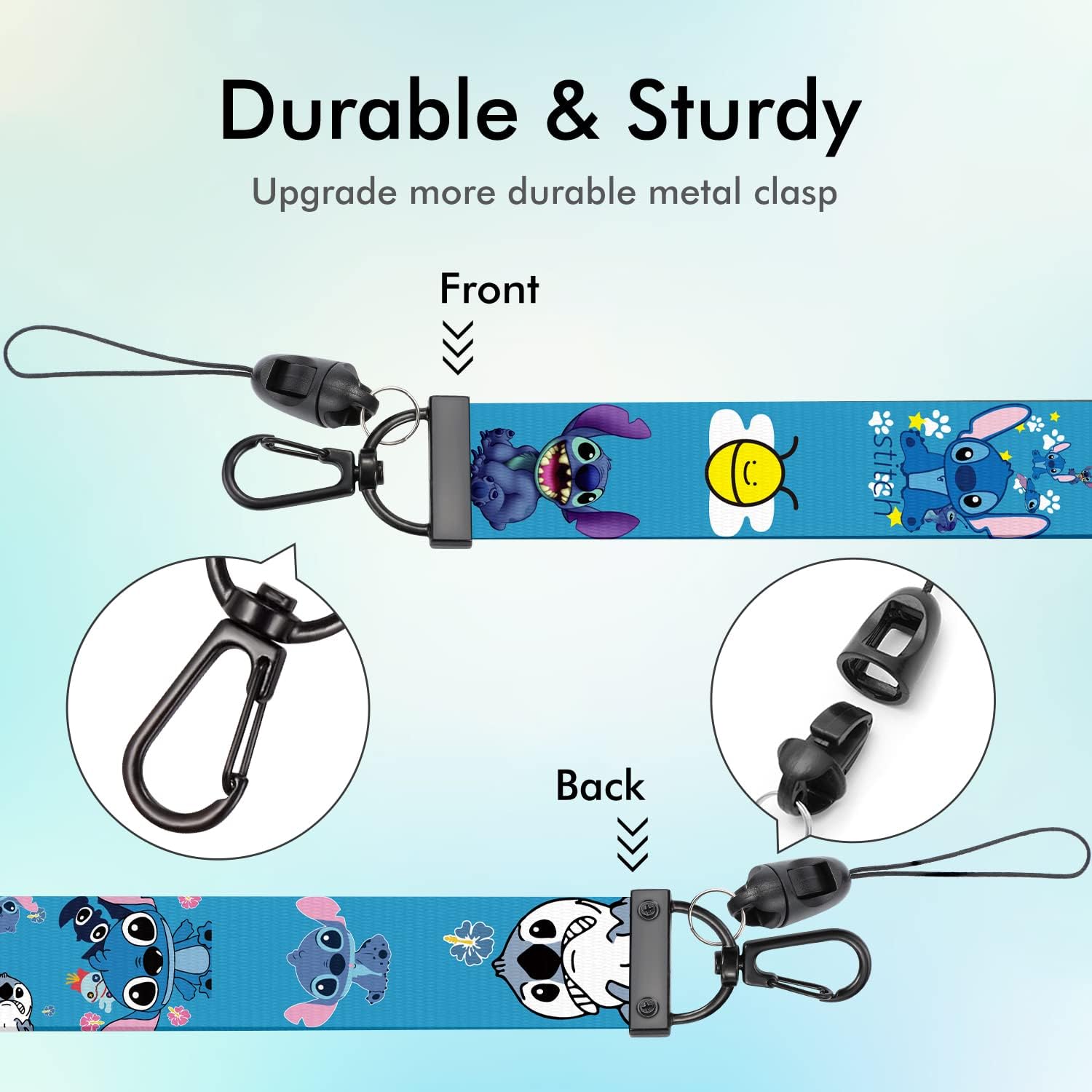 Cordón para el cuello con soporte para tarjetas de identificación para llaves, llavero, tarjeta, lindos cordones de dibujos animados, paquete de 2