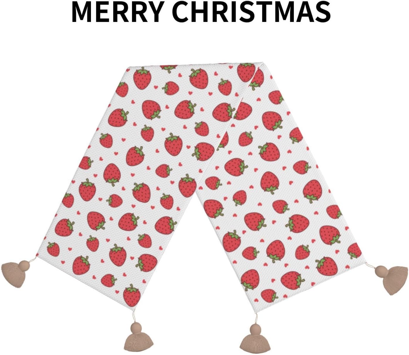 Strawberry Red Fruits Christmas Table Runner Dining Table Decor Christmas Decorations Indoor Home Decor Christmas Table Runners Xmas Navidad