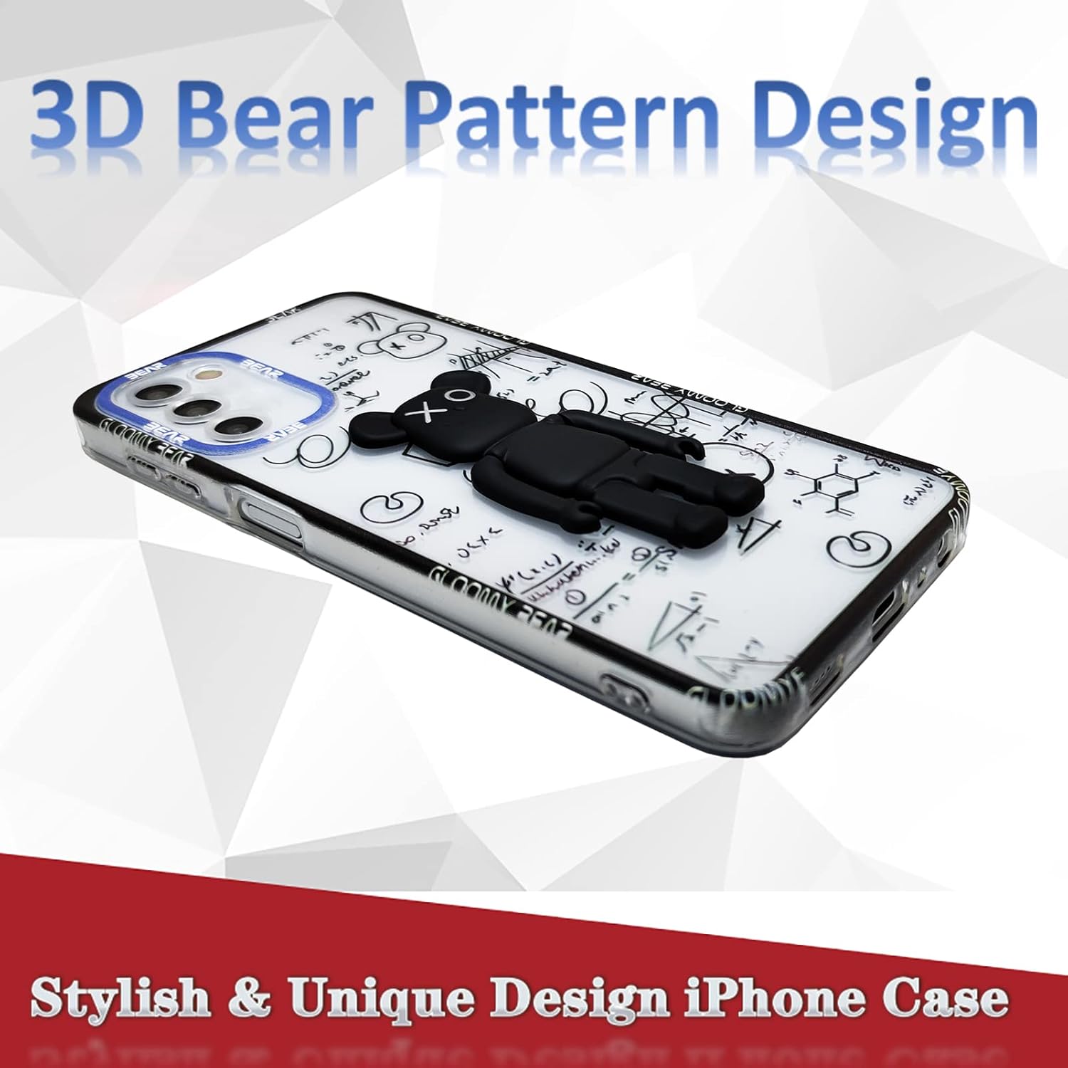 DOWINTIGER Funda compatible con Samsung Galaxy A03S A02S  Cool Designer 3D Bear con diseño de soporte para niños y hombres, moda urbana, suave,