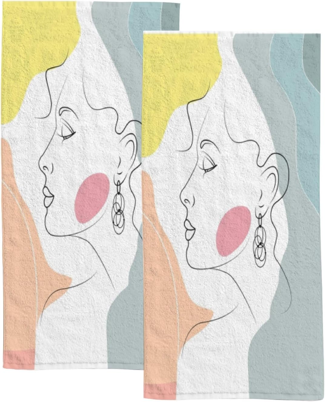 Hermosas toallas de mano de cara femenina para baño, toallas de baño suaves y absorbentes, juego de toallas de cocina de 30 x 15 pulgadas, toallas