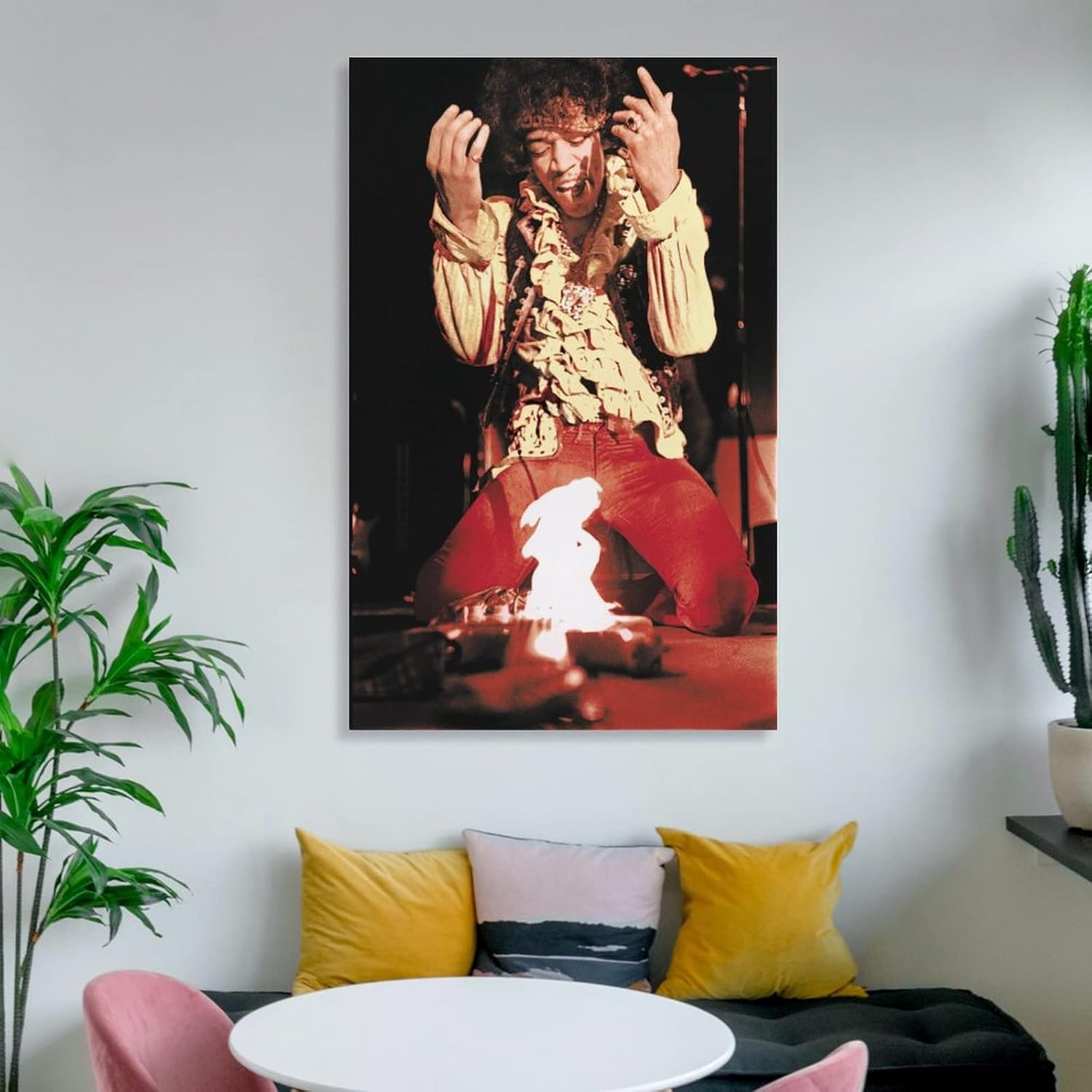 Jimis – Póster fotográfico de guitarra ardiente Hendrix para decoración de pared, decoración de habitación, decoración de dormitorio, regalos