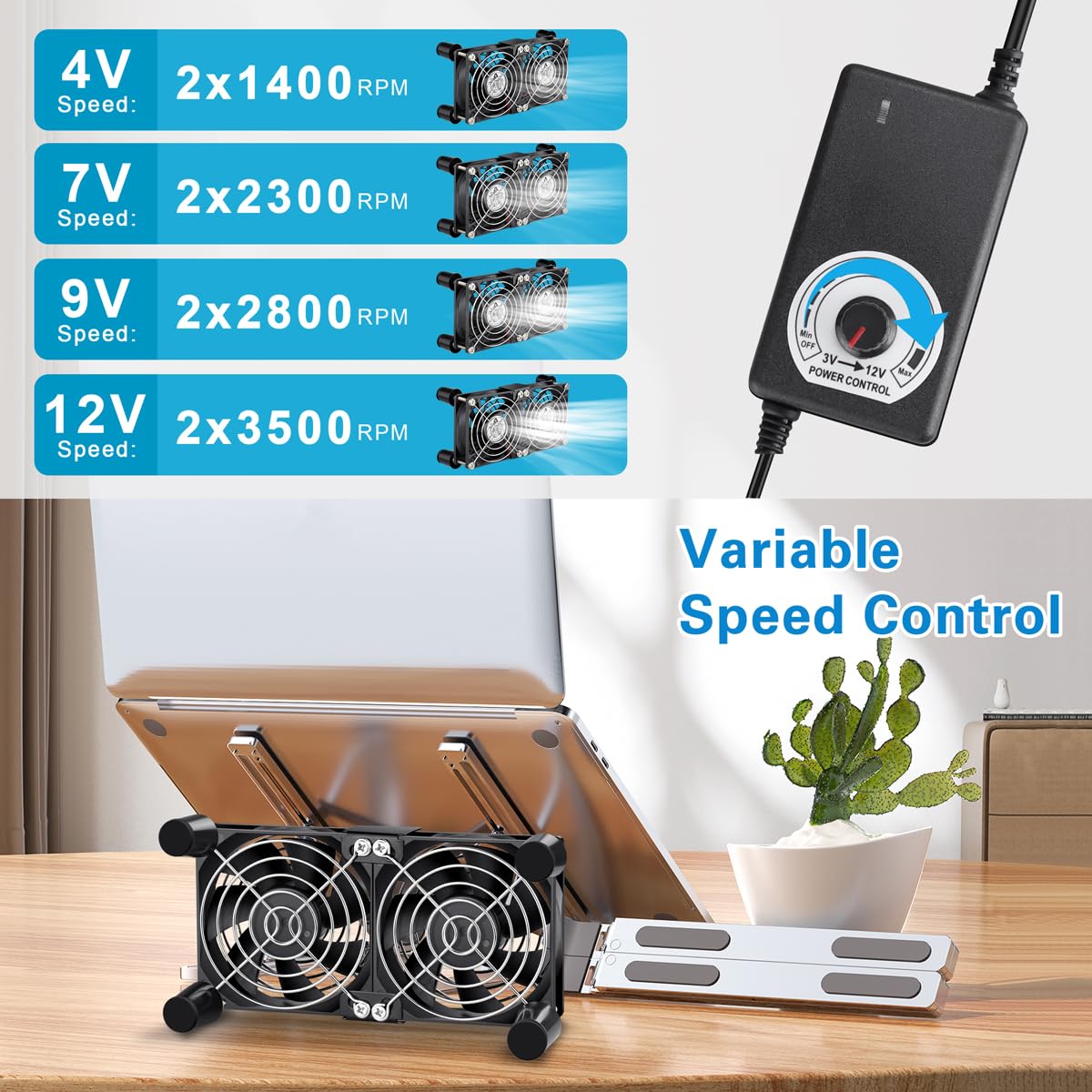 GDSTIME Ventilador de computadora de 3.150 in x 0.984 in con enchufe de CA 100V – 240V Ventilador de velocidad variable para módem router receptor