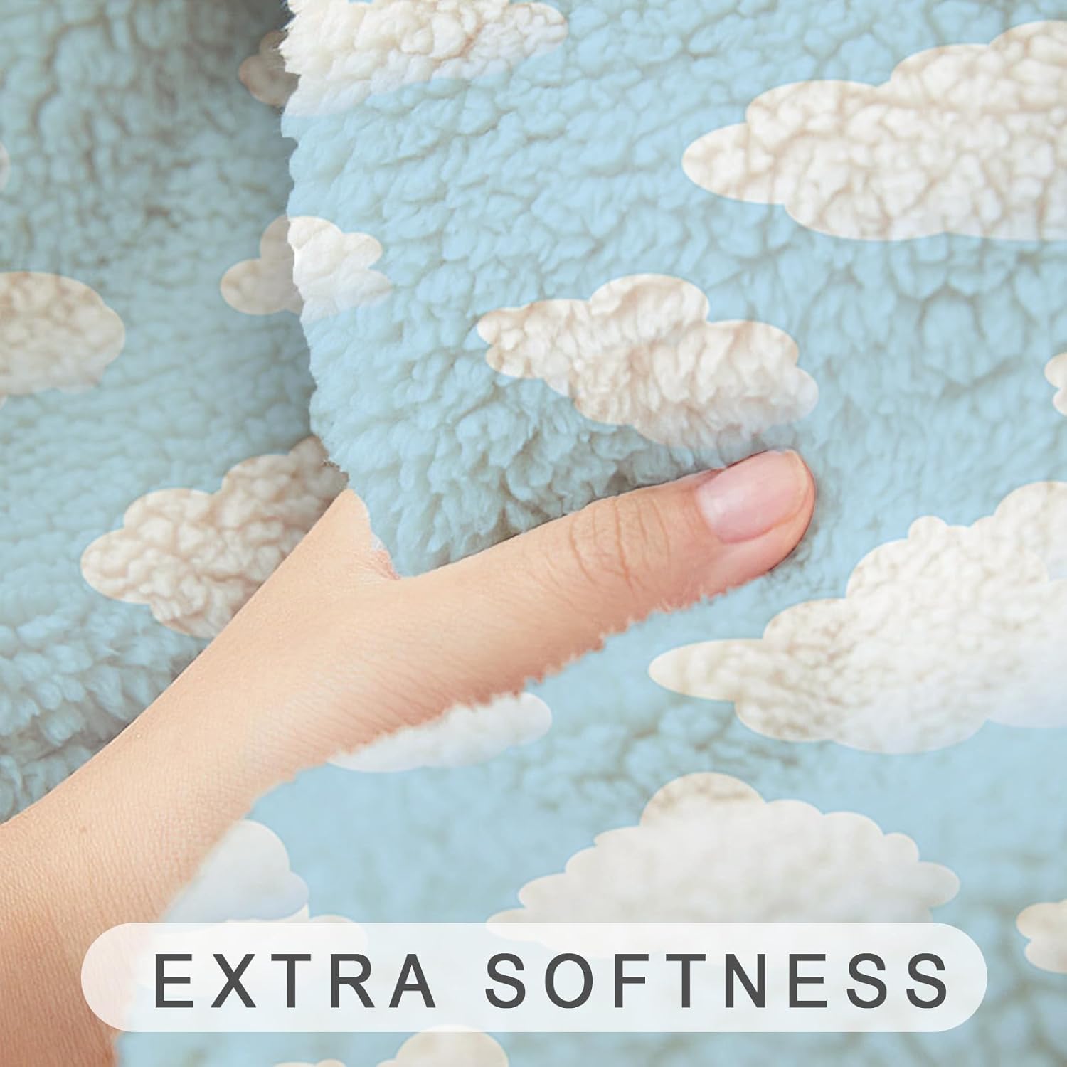 MEHOFOND White Clouds Blue Sky Bath Rugs 20”x32” Cute White Clouds Bathroom Mats Non-Slip Bath Rug Happy Clouds Bath Mat for Kids Bath Mats Extra