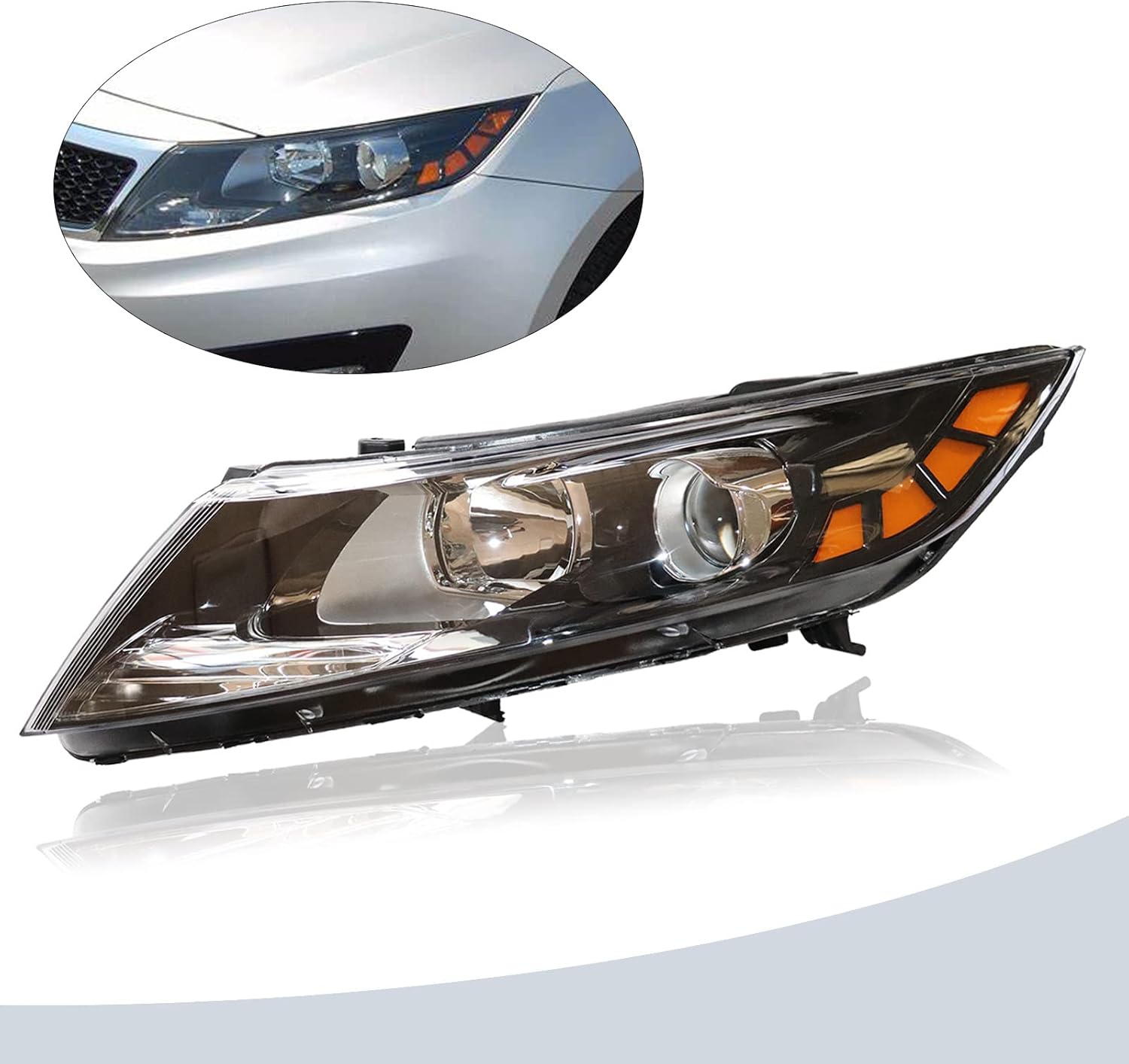 Para 2011 2012 2013 Kia Optima Halógeno Faro Faro Reemplazo Izquierdo Lado Conductor Lente Transparente Carcasa Cromo (lado izquierdo)
