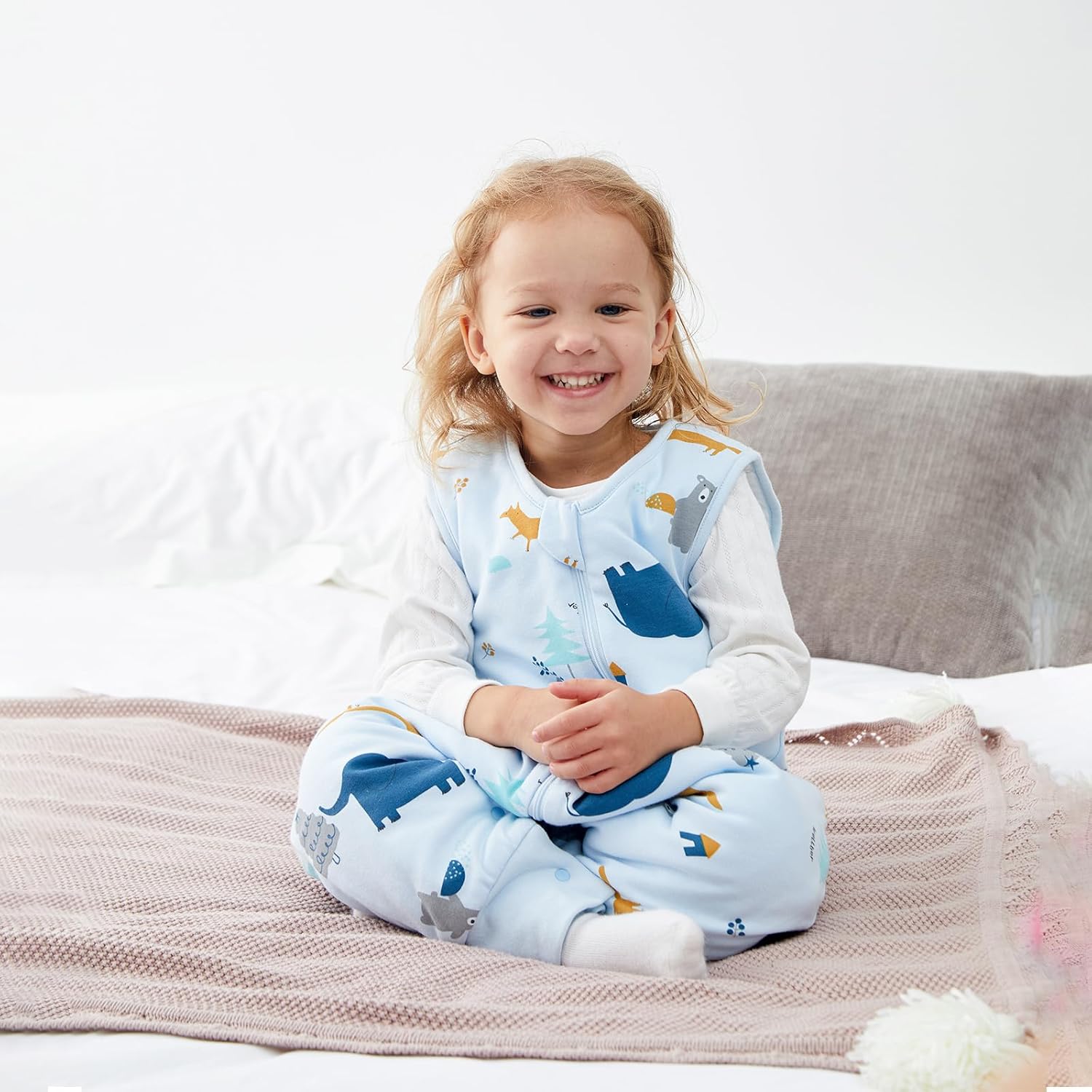 Duomiaomiao Saco de dormir para bebé, saco de dormir de algodón de invierno para niños pequeños con pies 2t-3t, 2.5 TOG acolchado manta para bebés
