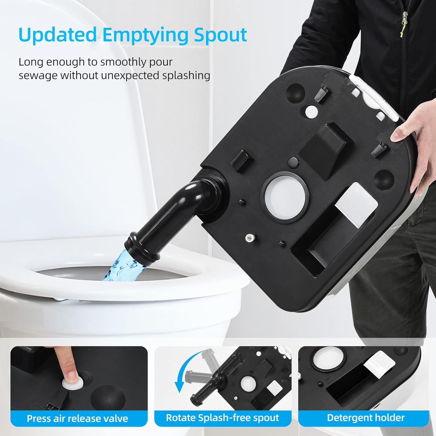 YITAHOME Inodoro portátil para camping Porta con colección de papel y detergente, 6.34 galones, inodoro para interiores y exteriores con bomba de