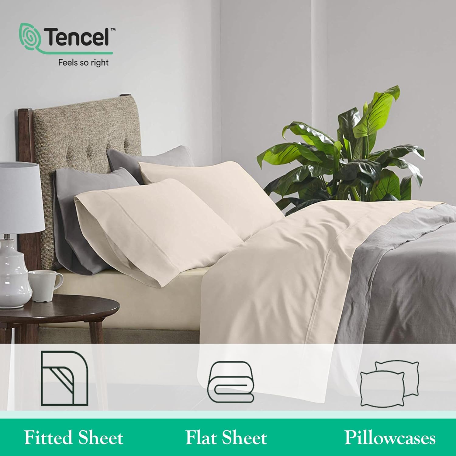 Sábanas Tencel de tamaño matrimonial, sábanas certificadas 100% Tencel Lyocell – Sábanas de eucalipto para todas las estaciones – Juego de sábanas