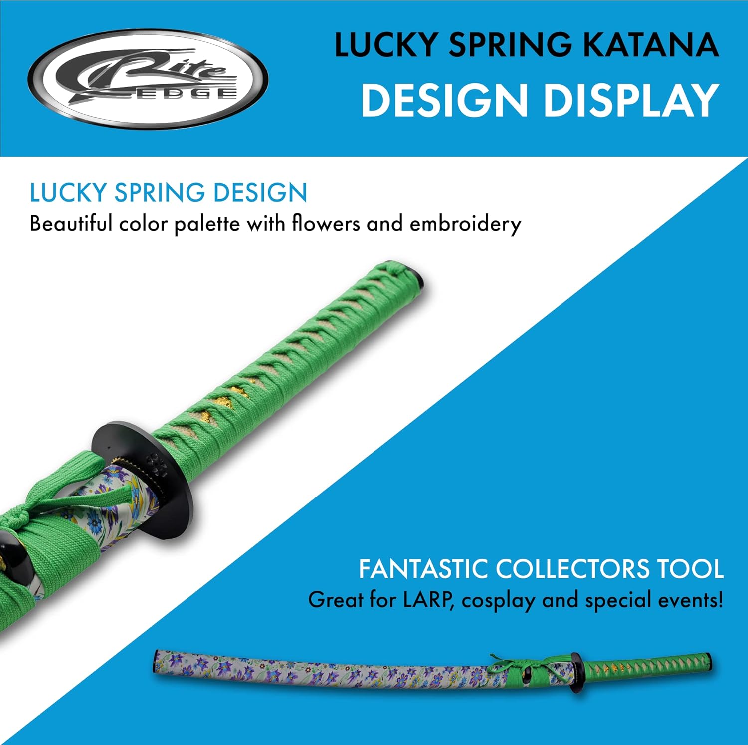 SZCO Supplies 39 inch Carbon Steel Replica Katana Sword with ABS Printed Scabbard