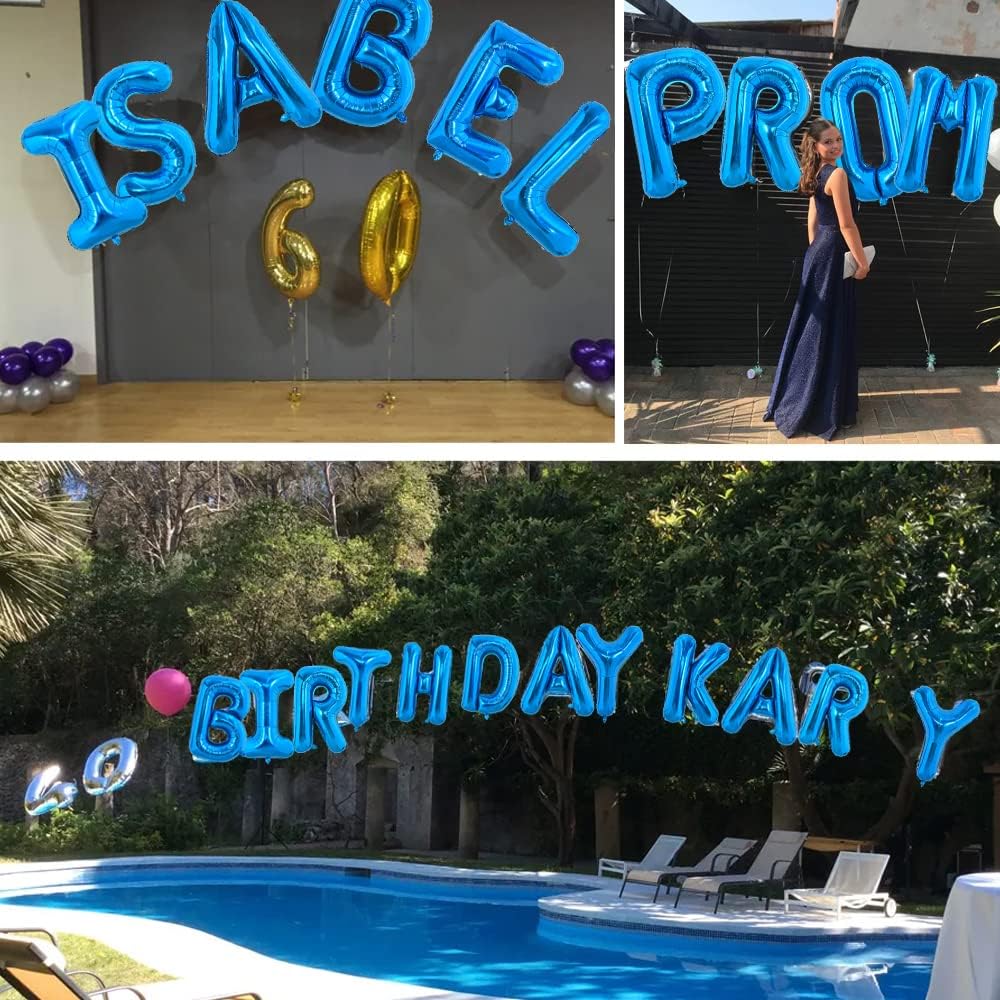 TONIFUL Globos grandes de 40 pulgadas con letras K azules gigantes del alfabeto, globos grandes de Mylar para decoración de fiestas de cumpleaños,