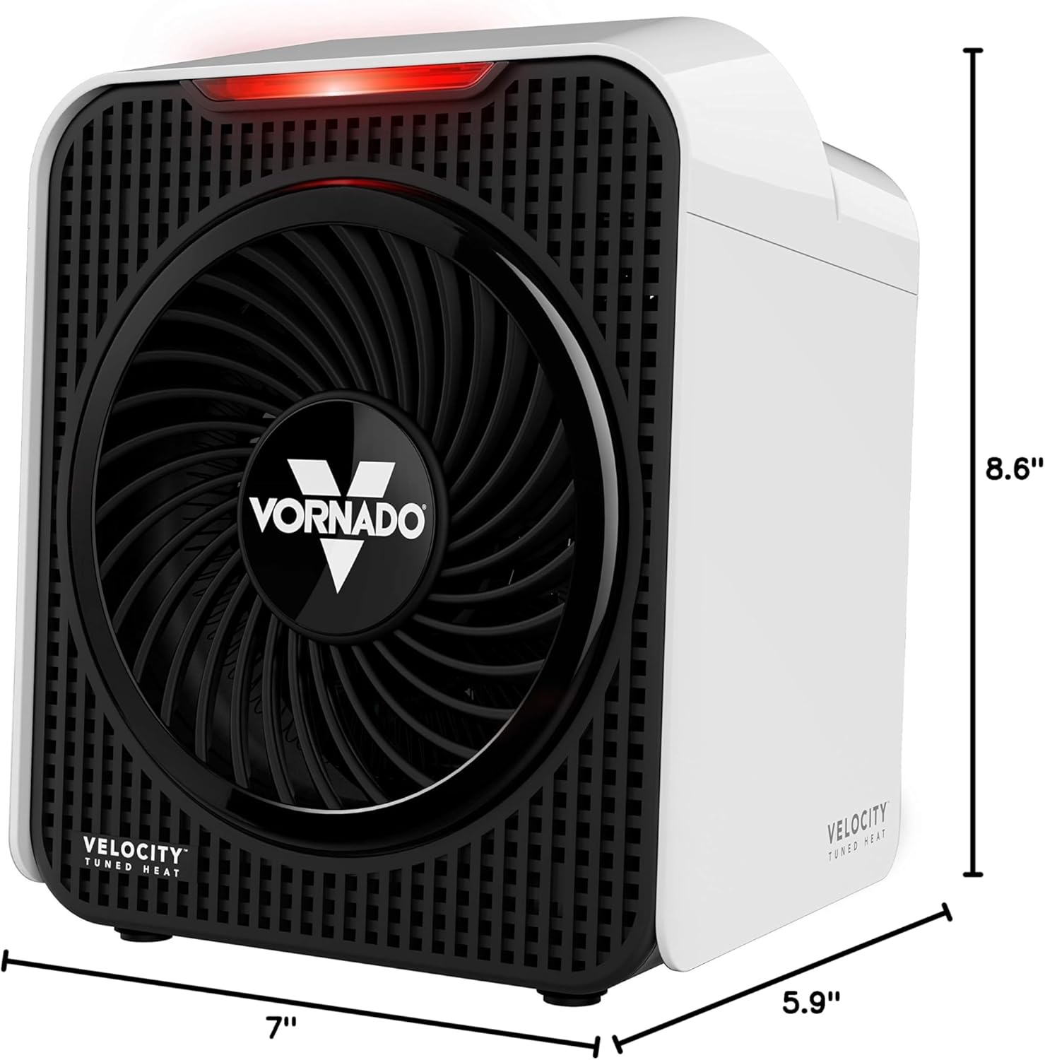 Vornado Velocity 1 – Calentador de espacio personal con 2 ajustes de calor y características de seguridad avanzadas, pequeño, color blanco