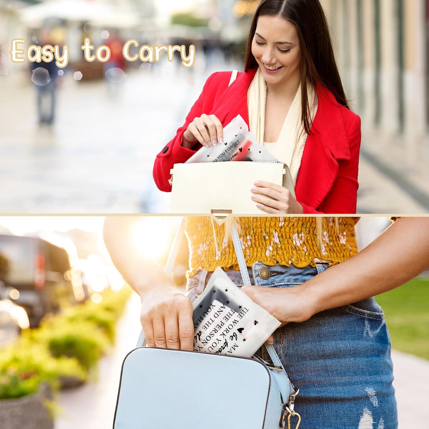 Sotiff 60 piezas de regalos inspiradores a granel para mujeres, bolsas de maquillaje inspiradoras de EVA, bolsas de cosméticos de tocador, regalos