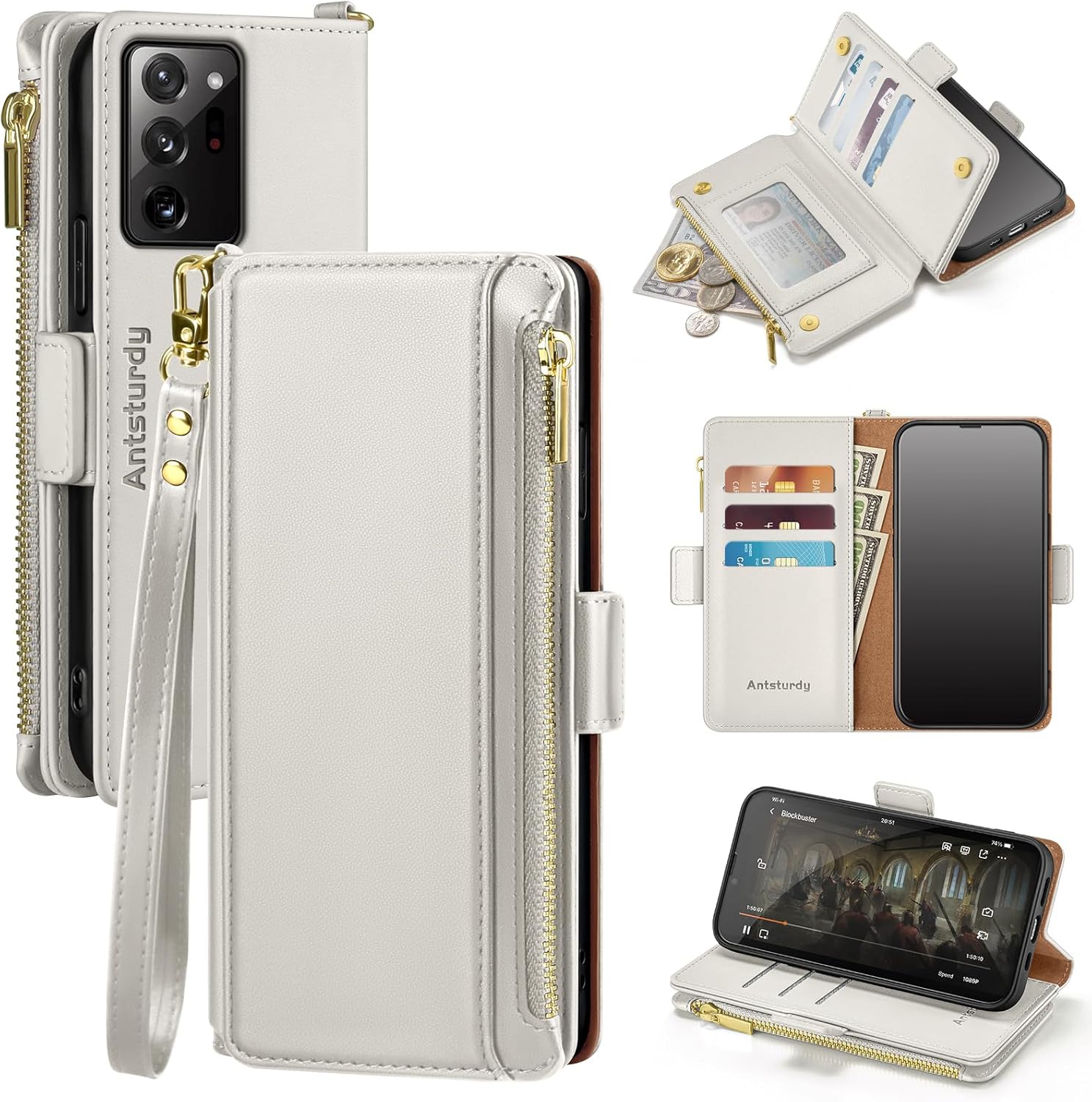 Antsturdy Funda para Samsung Galaxy Note 20 Ultra 5G con tarjetero para mujeres y hombres, funda para teléfono Galaxy Note 20 Ultra 5G, bloqueo