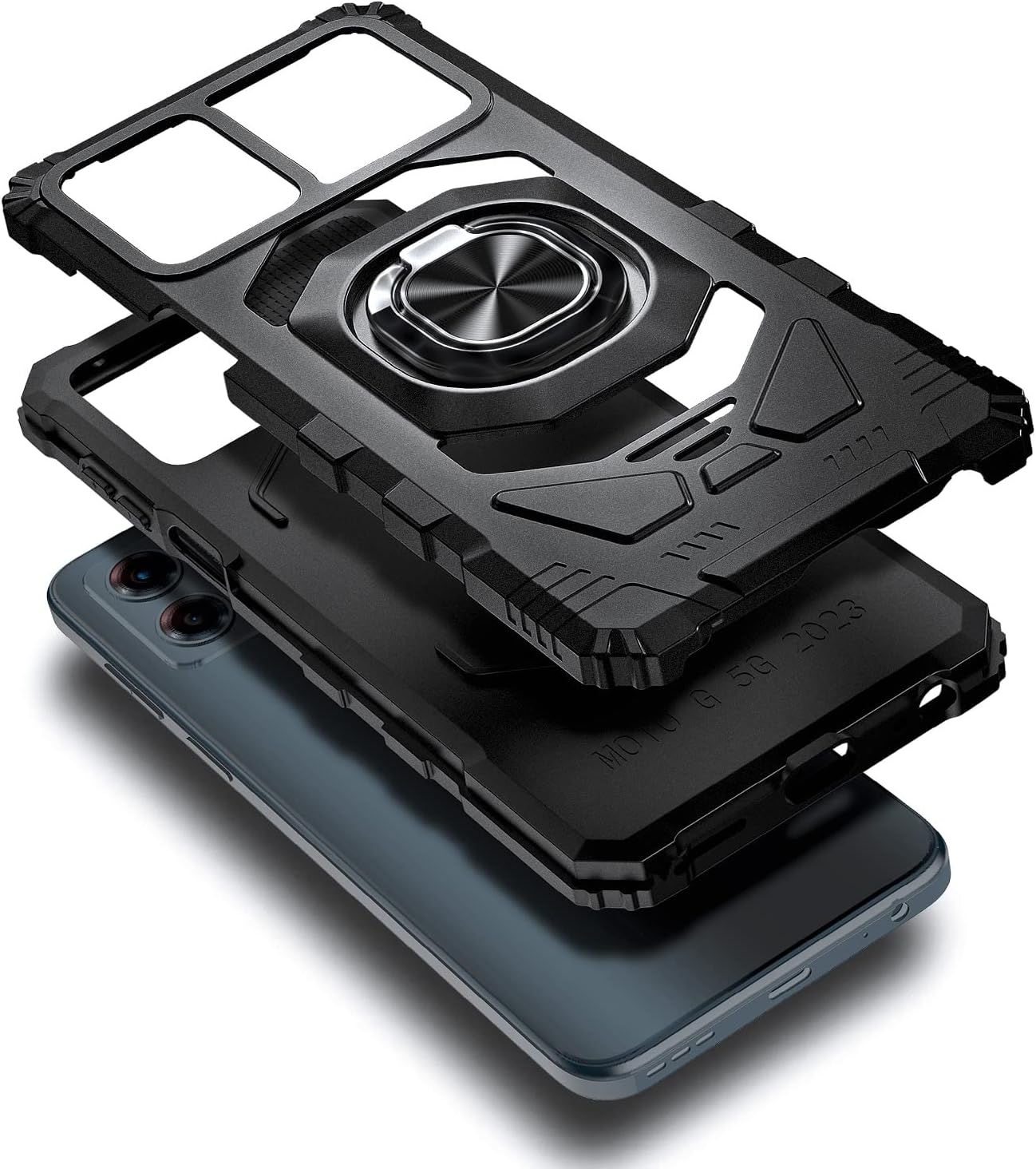 Funda compatible con Motorola Moto G 5G (2023) con protector de pantalla de vidrio templado (cobertura máxima), protección de cuerpo completo grado