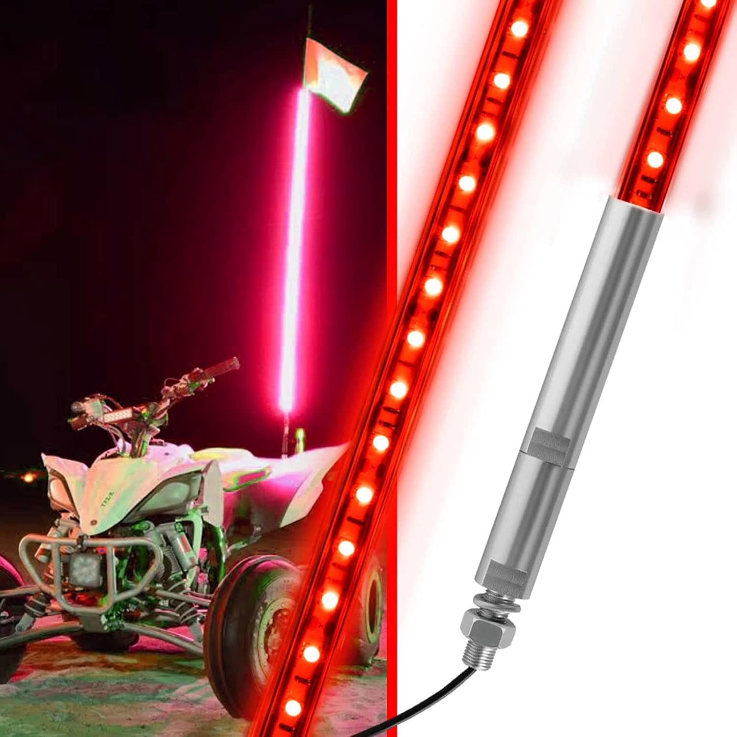 Antena de seguridad LED de 4 pies con luces rojas impermeables con bandera para Can-Am Maverick X3 Sand Dune Buggy UTV ATV 2020 Polaris RZR XP 4X4