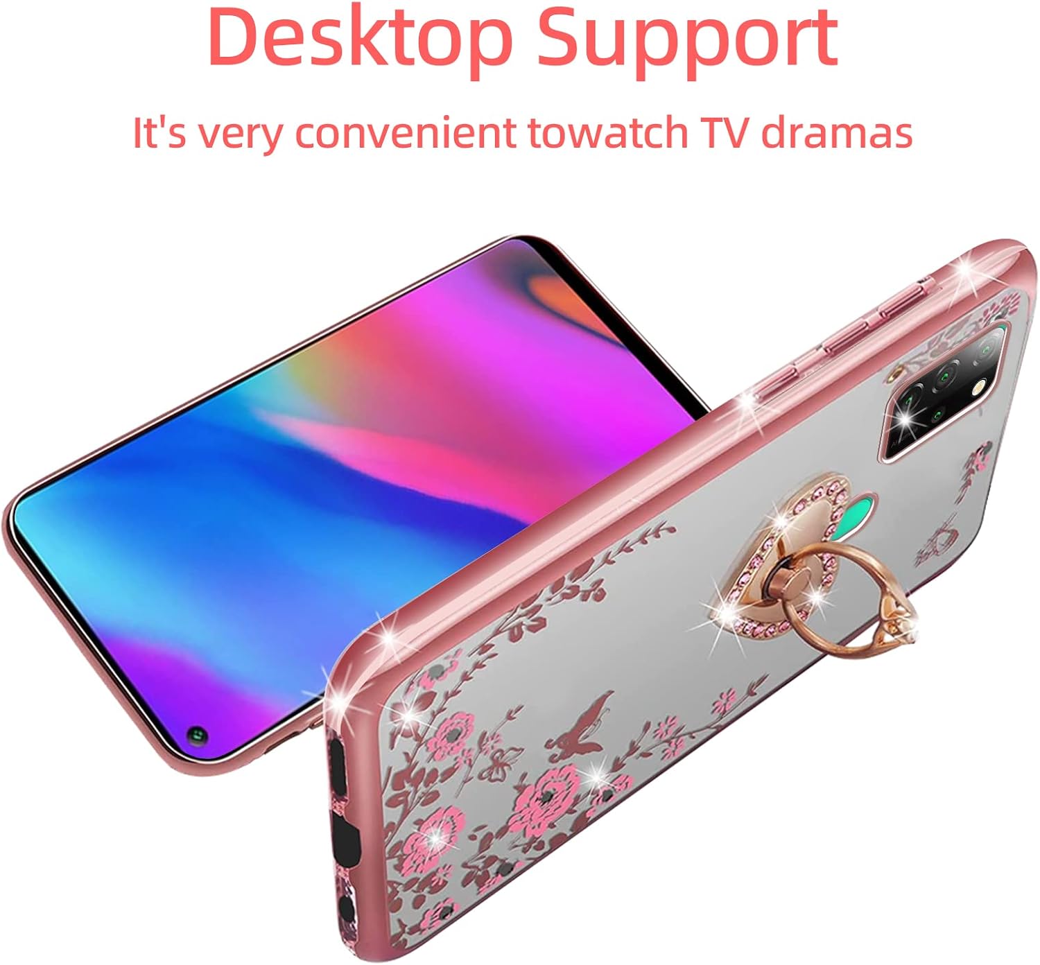 KuDiNi Funda para BLU G91 BLU V91 para mujer, diseño de mariposa de cristal, mariposa, corazón, floral, suave TPU de lujo, linda funda protectora