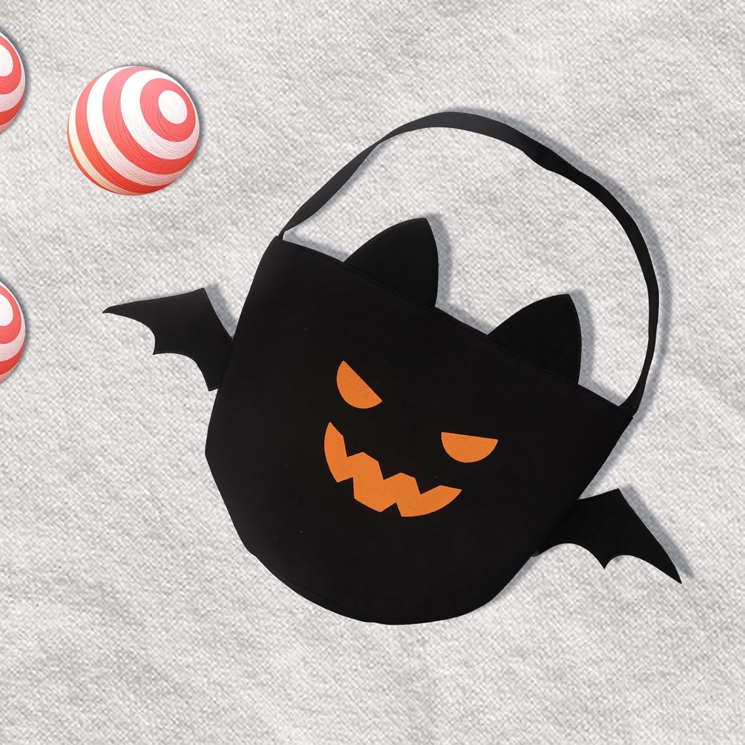 Cubo de Halloween para truco o trato para niños, cesta espeluznante de murciélagos y caramelos, multiusos, portátil, reutilizable, cubo de golosinas