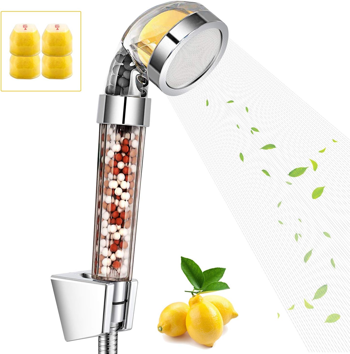 Juego de 4 filtros de repuesto para bálsamo de limón para cabezal de ducha con filtro de vitamina C, elimina el cloro, la cloramina y el fluoruro,