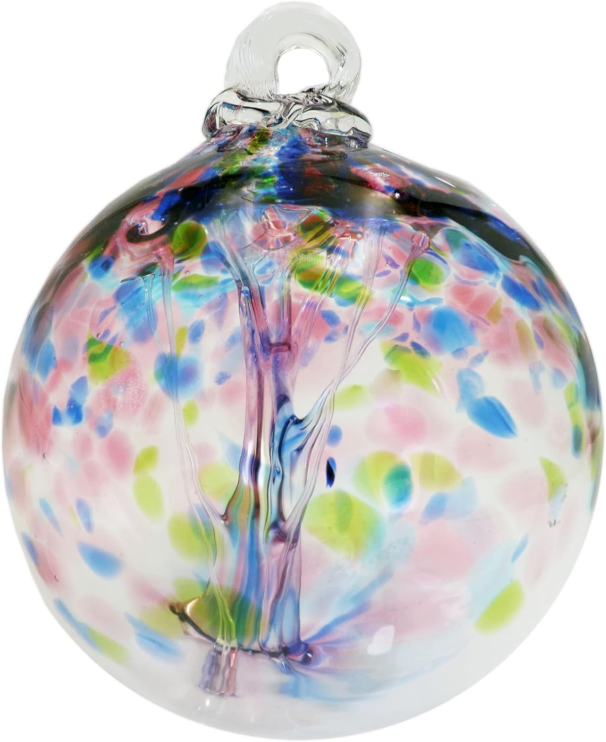 Dale Tiffany Vidrio soplado a mano, esperanza de 3 pulgadas de diámetro, colección Árbol de la vida, globo de bruja colgante para jardín
