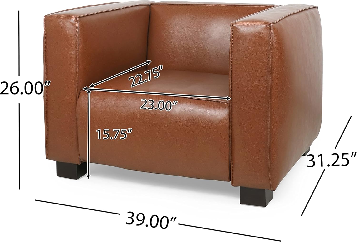 Christopher Knight Home Goyette – Silla Club, color marrón coñac + nogal oscuro