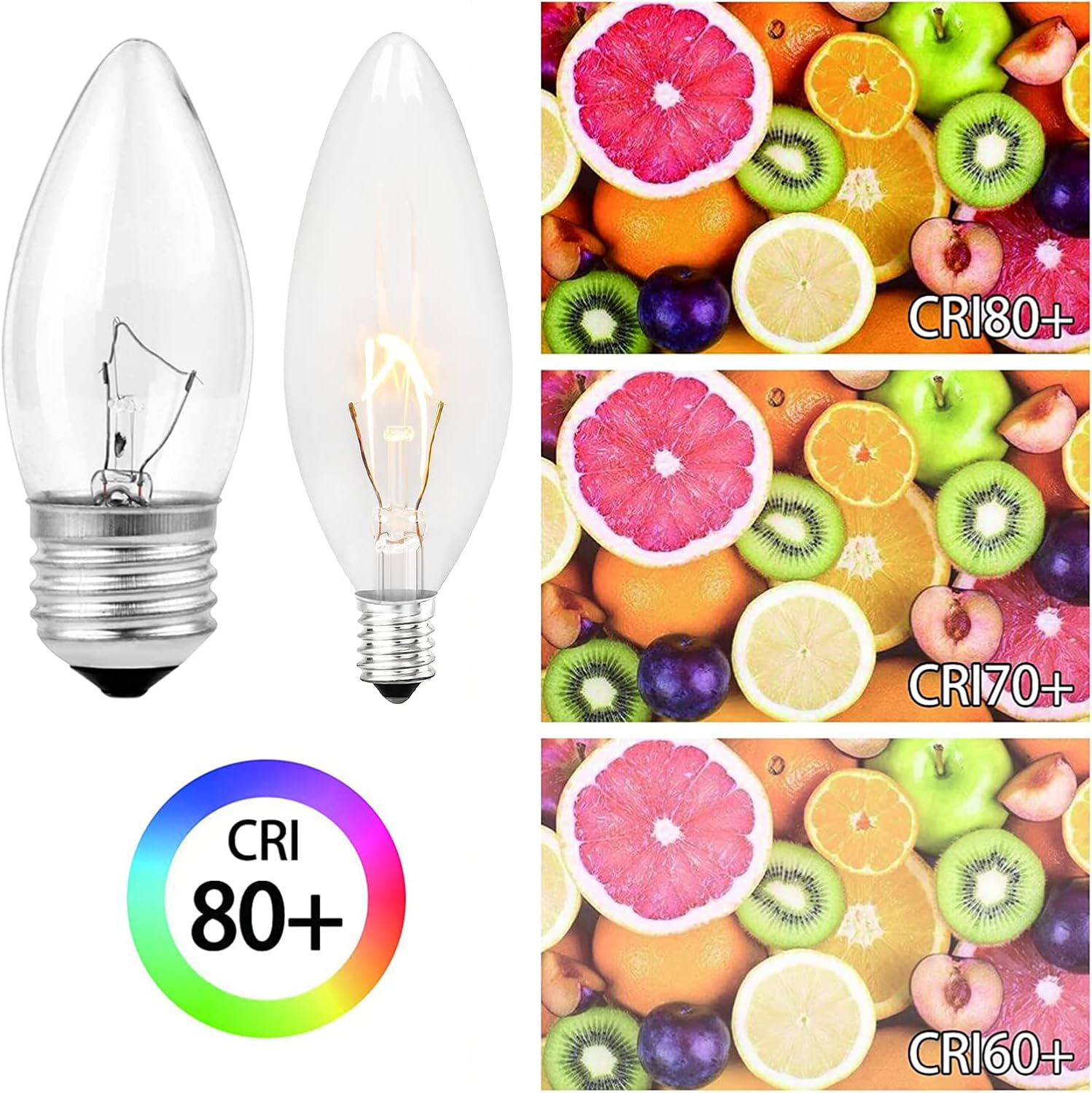 Juego de 10 bombillas elegantes para candelabros, 5 E26 y 5 E12, forma de torpedo incandescente, iluminación versátil, acabado decorativo, base