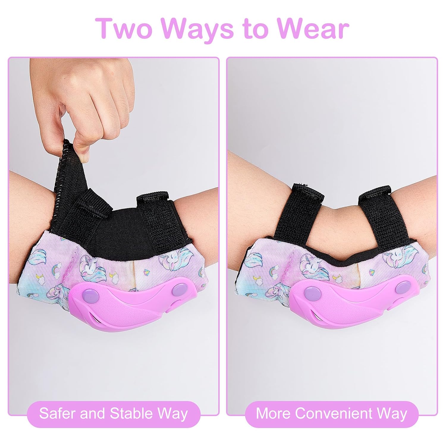 FIODAY Rodilleras para niños, rodilleras de unicornio, coderas, muñequeras con bolsa de cordón, juego de equipo de protección ajustable para niñas y