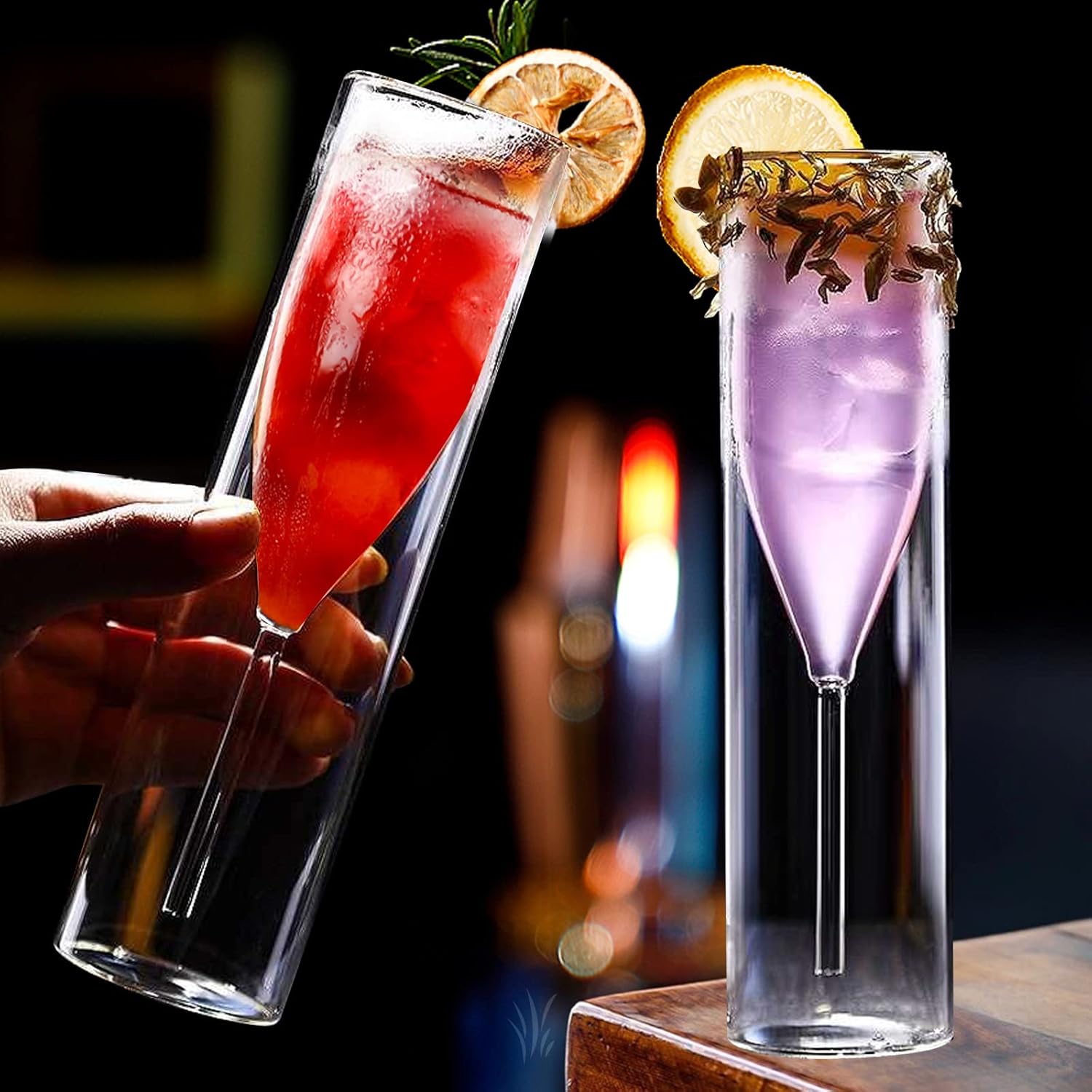 Copas de flauta de champán de doble pared, 4 copas creativas de cristal transparente, copas de tostar sopladas a mano para catering, bodas, fiestas,