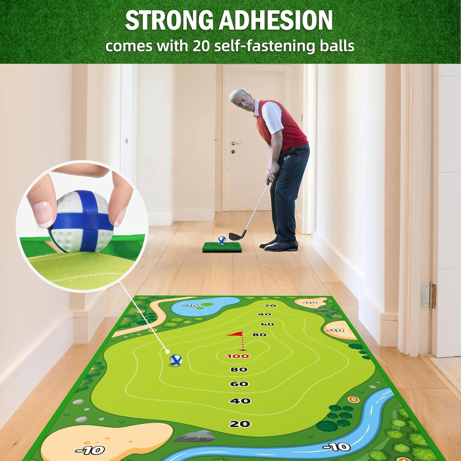 Juego de astillado de golf, tapete de entrenamiento de golf para adultos, familia, niños, interiores y exteriores, juguetes de patio trasero