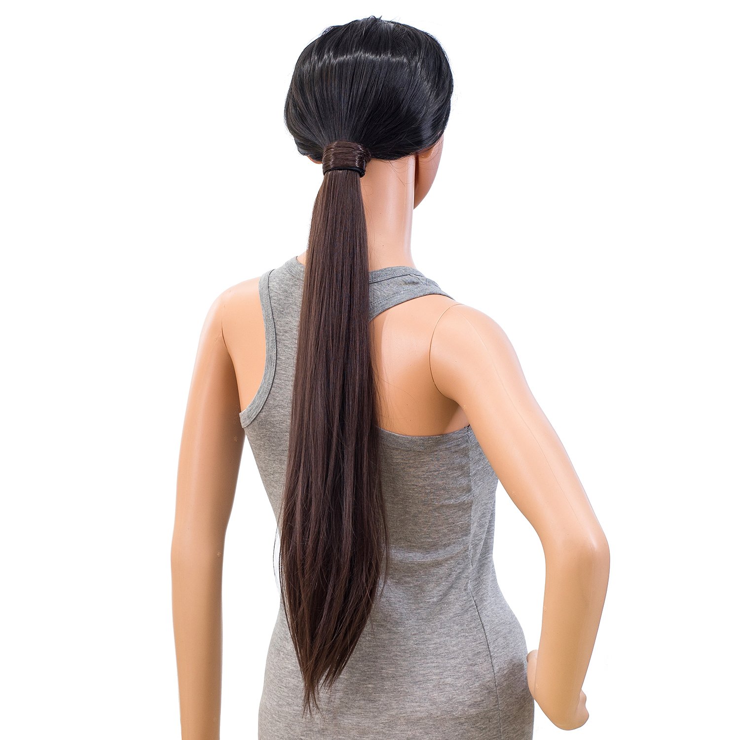 SWACC – Extensiones de pelo largo, lacio y ondulado, en forma de cola de caballo, extensiones de pelo sintético con clip para mujer