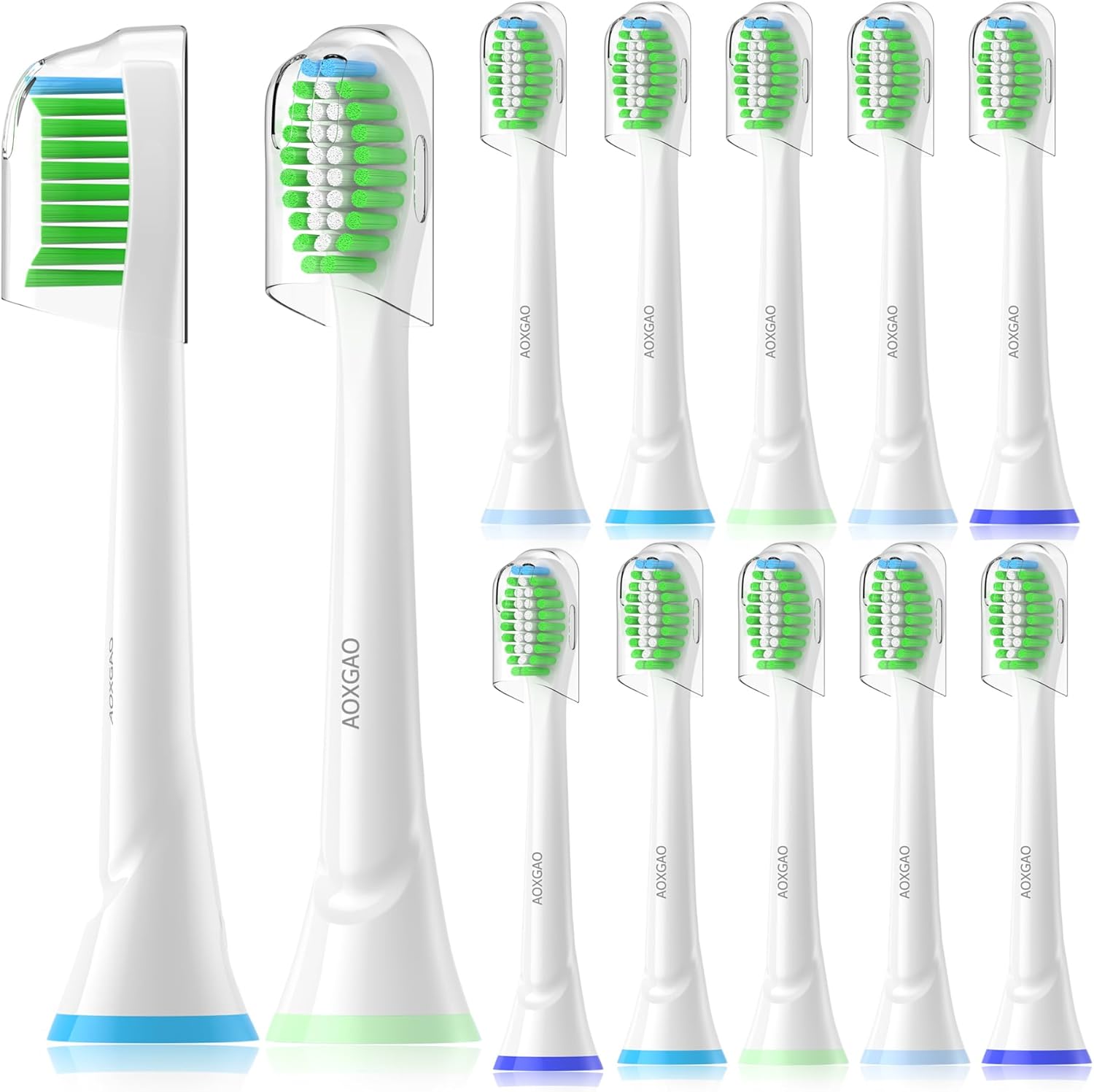 Aoxgao Cabezales de repuesto compatibles con cepillo de dientes eléctrico Phillips Sonicare, paquete de 12 cabezales de repuesto para Philips