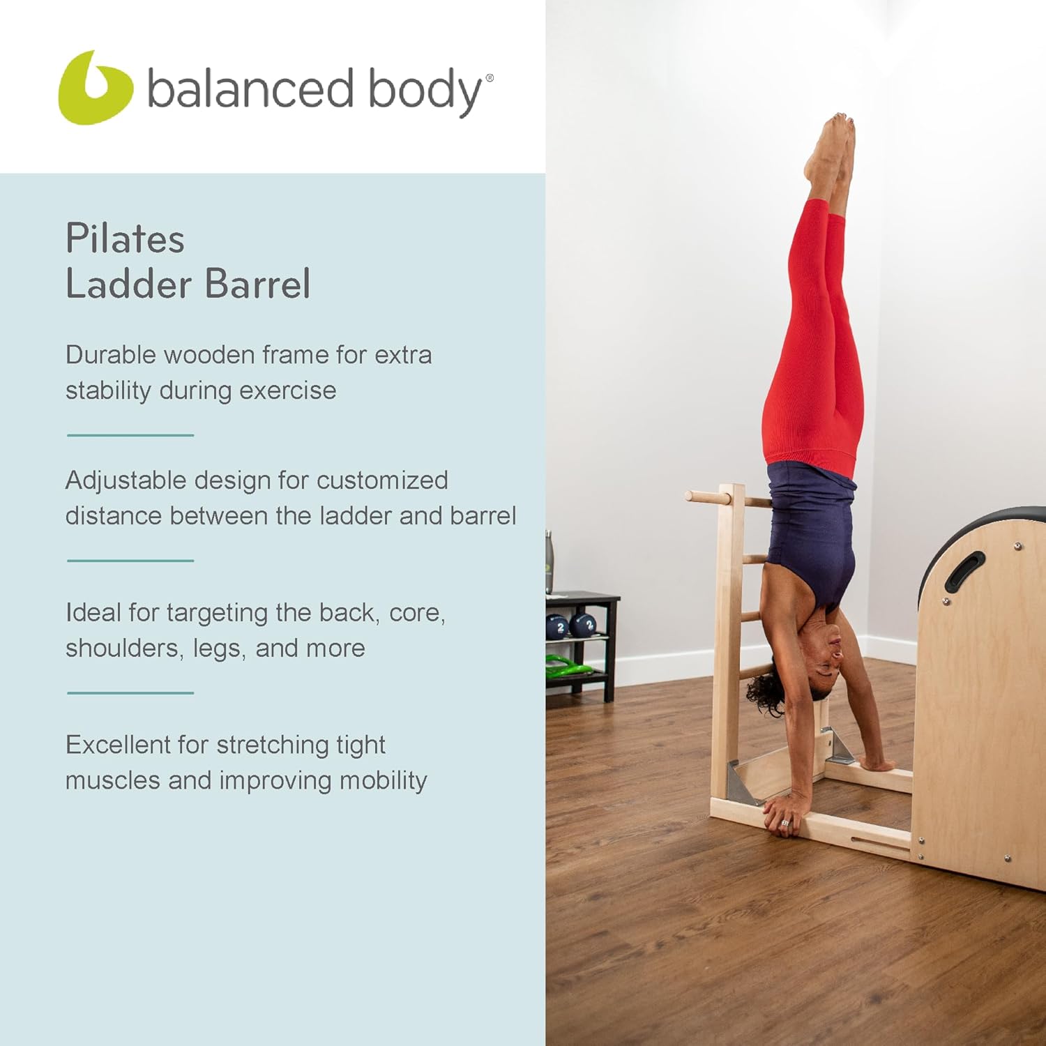 Balanced Body Equipo de pilates de barril de escalera, equipo de ejercicio de pilates para fortalecer y flexibilidad, herramienta de entrenamiento
