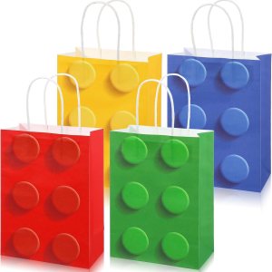 Bolsas de regalo de fiesta de bloques de construcción, bolsas de papel de dulces de ladrillos, bolsas de regalo con asa para bloques de Bolsas de regalo de fiesta de bloques de construcción, bolsas de papel de dulces de ladrillos, bolsas de regalo con asa para bloques de