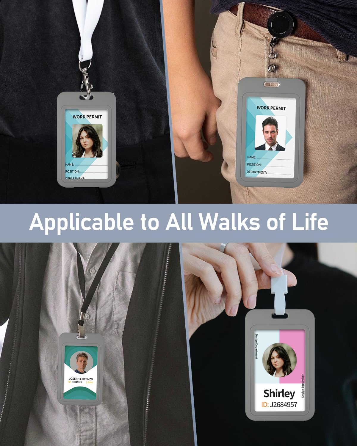 Uniclife Paquete de 3 portatarjetas de identificación con ventanas de doble cara, funda vertical de plástico duro, bolsa protectora de tarjetas