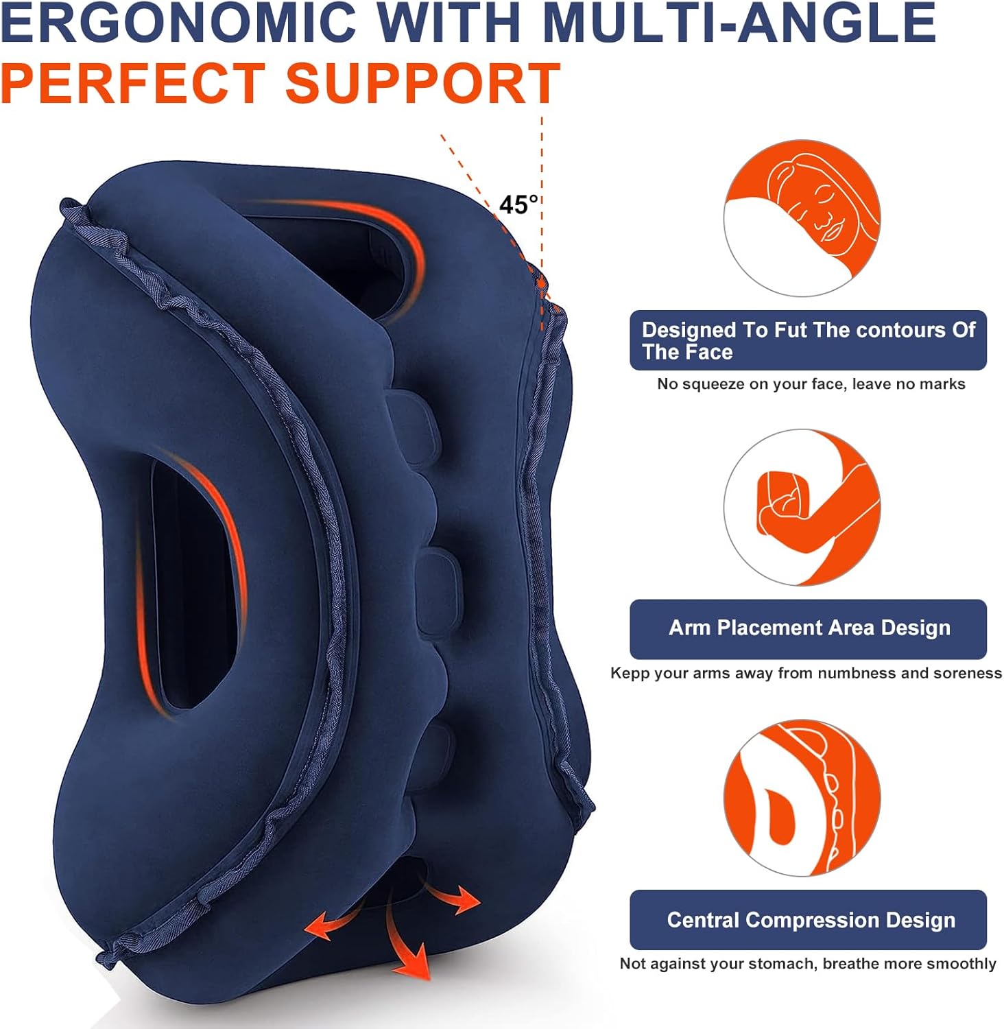 Almohada inflable de viaje, almohada de cuello de avión que soporta cómodamente la cabeza y la barbilla, almohada de viaje para dormir en avión –