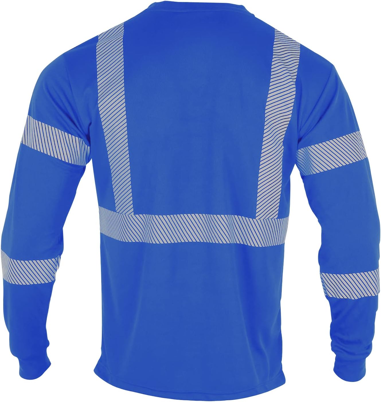 FONIRRA Camisetas reflectantes de seguridad de alta visibilidad para hombres con manga larga ANSI Clase 2 (azul, XL)