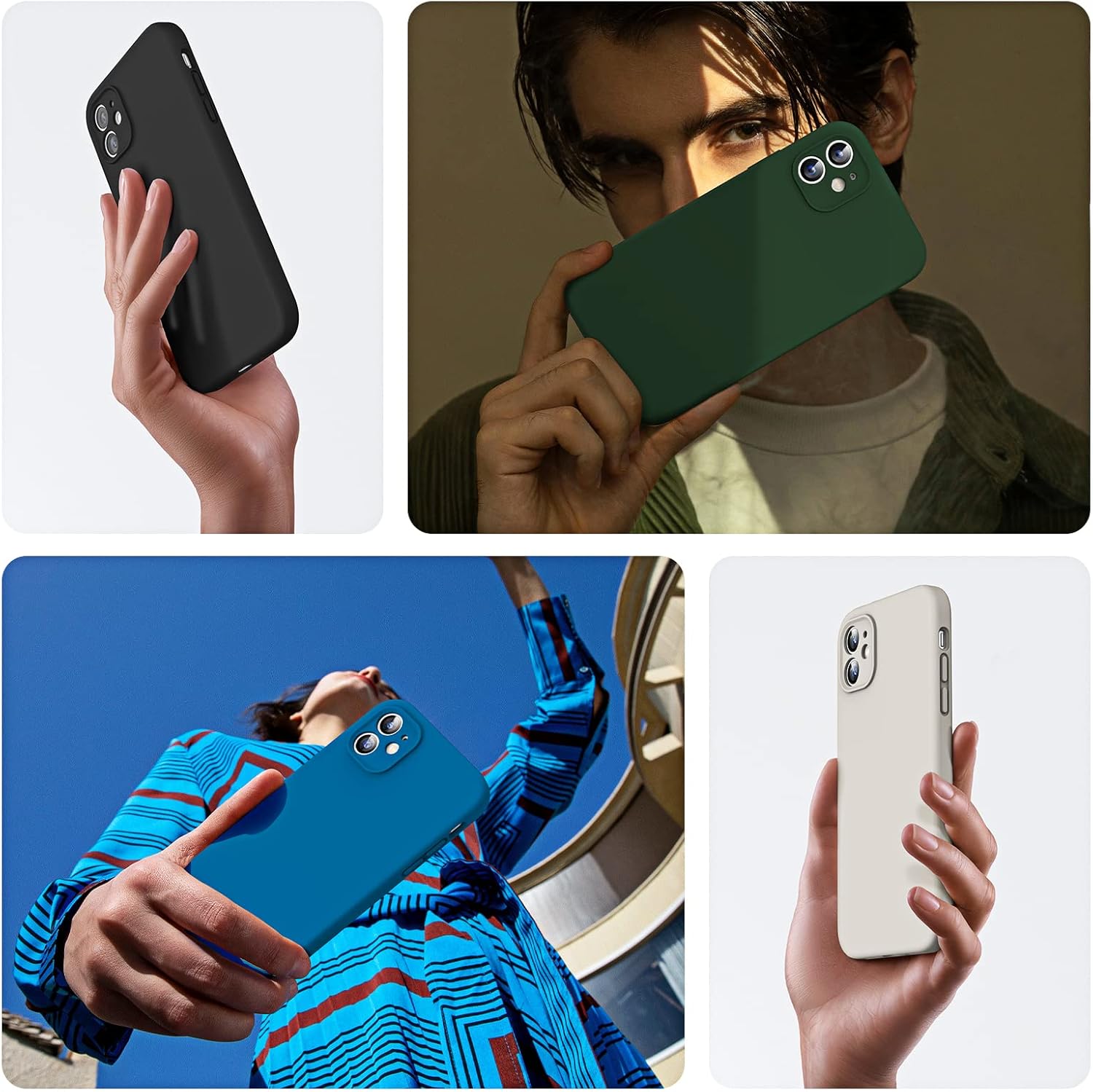 HATOSHI Funda para iPhone 11, protección completa mejorada de lente de cámara, silicona líquida ultra delgada, a prueba de golpes, antideslizante,