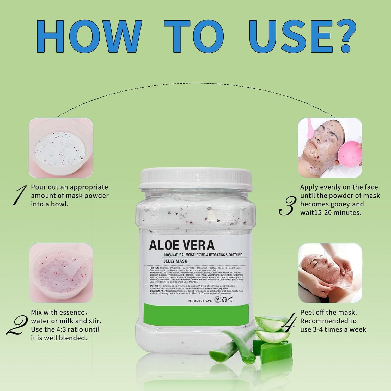 Mascarilla de gelatina en polvo para el cuidado de la piel facial de rosa búlgara, mascarilla profesional de gelatina despegable, hidratante,
