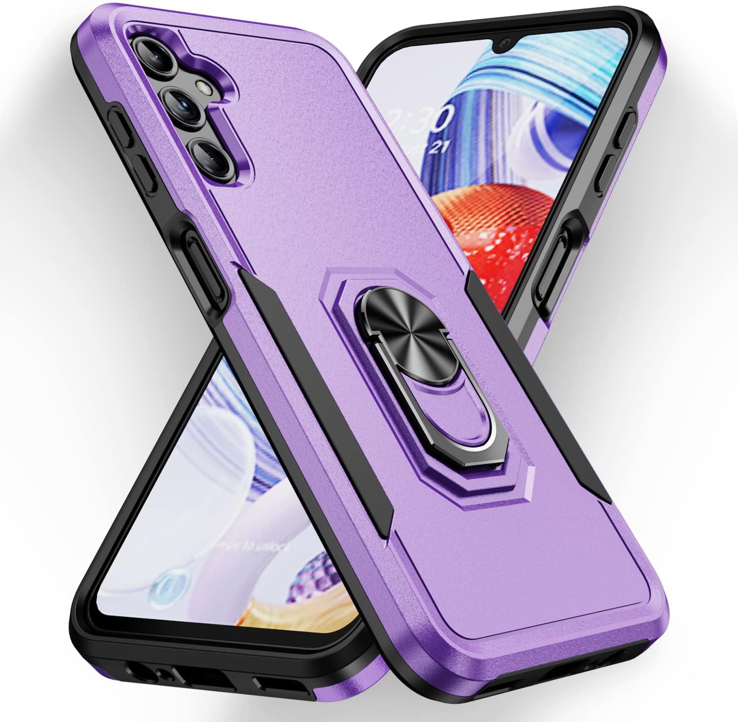 Funda para Samsung Galaxy A14 5G con protector de pantalla con anillo de soporte, resistente protección de grado militar a prueba de golpes para