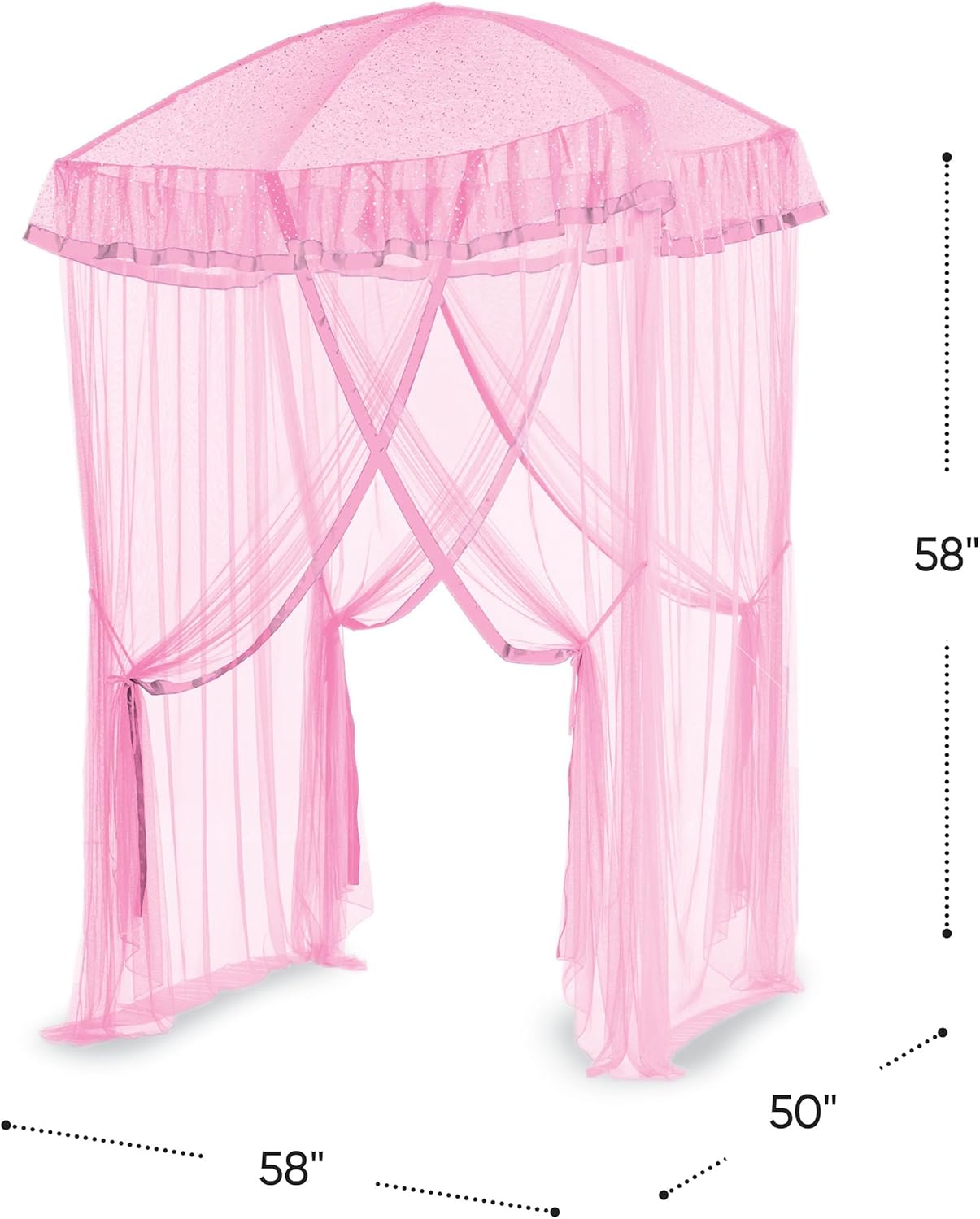Dosel de cama con luces brillantes, Rosado