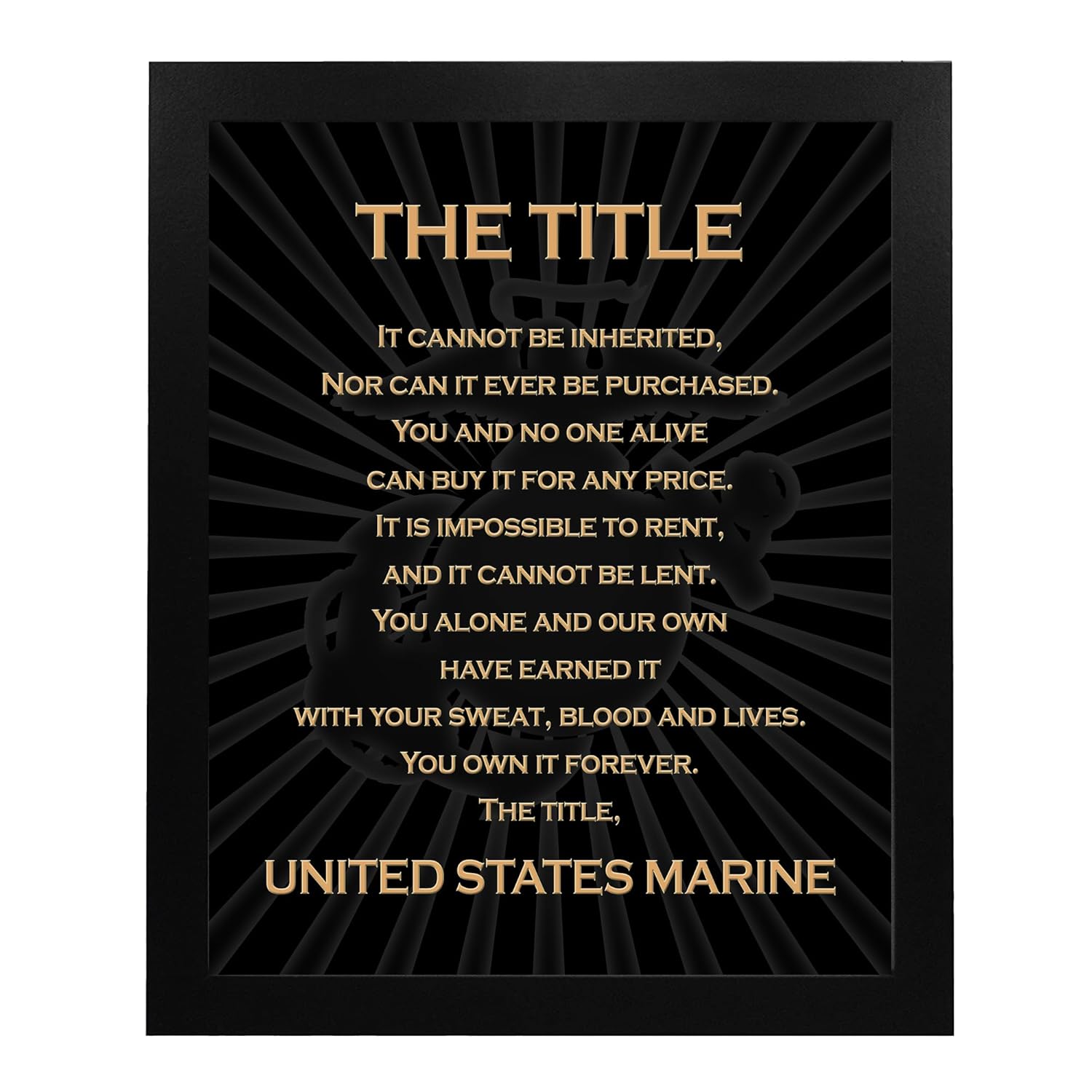 The Title – United States Marine Patriotic US Marine Corps Wall Art Poster, This Military Wall Decor Is An Ideal Wall Art For Marines and Veterans