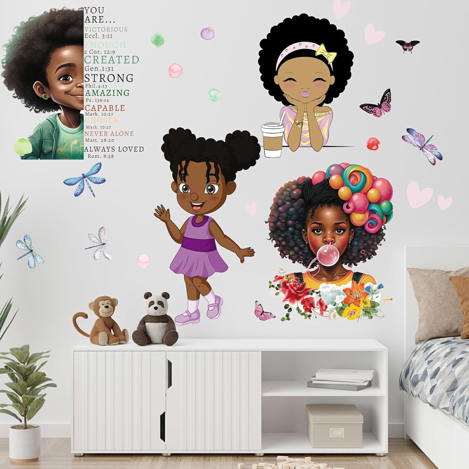 Adhesivo decorativo para pared de niñas africanas y mujeres, decoración mural artística de bricolaje, decoración de pared para adolescentes,