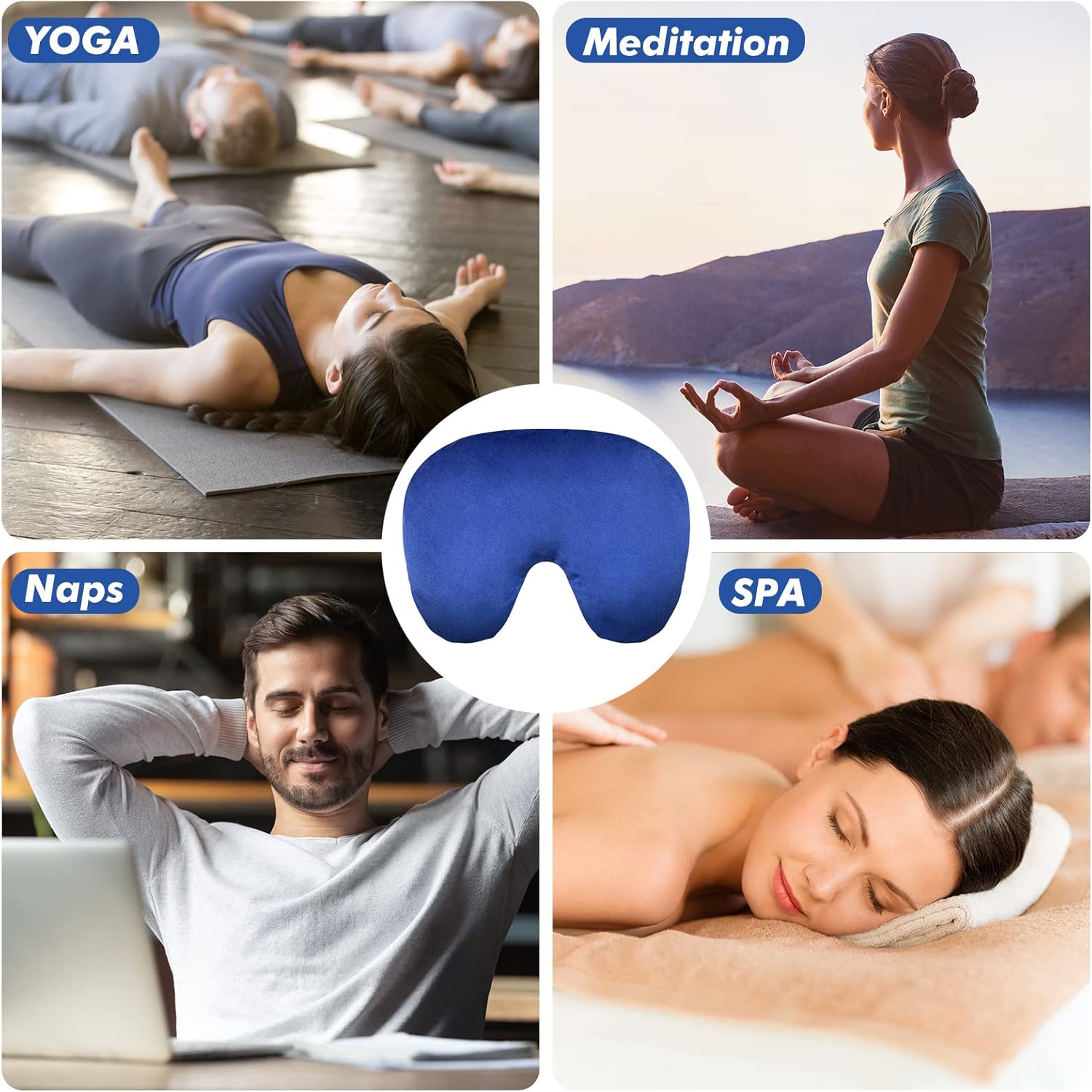 Atsuwell Máscara sinusal, máscara de ojos de compresión fría cálida para ojos secos, almohada pesada para ojos para microondas, almohadilla térmica