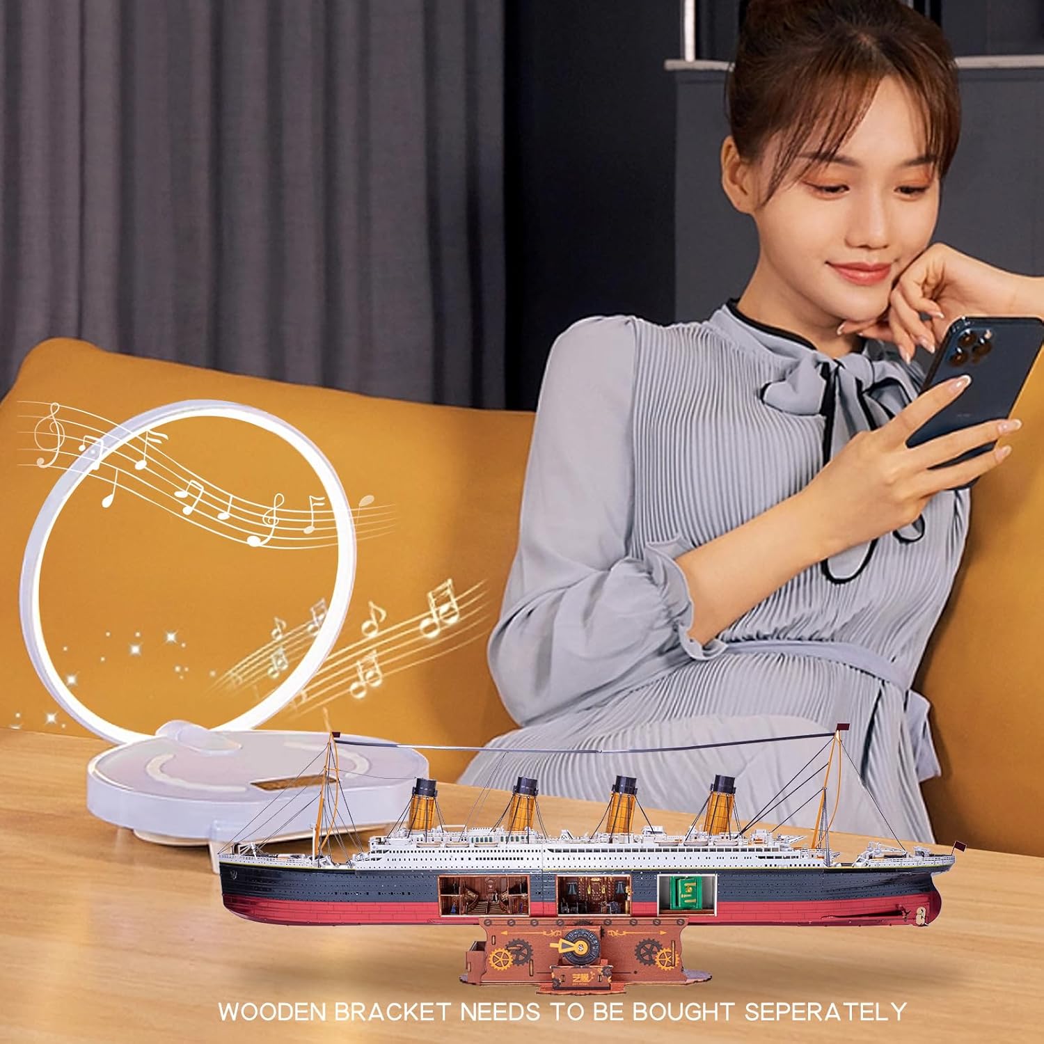 MU Rompecabezas de metal 3D para adultos, edificio de modelo de barco Titanic con iluminación LED, RMS Titanic Ocean Liner Kit de modelos de