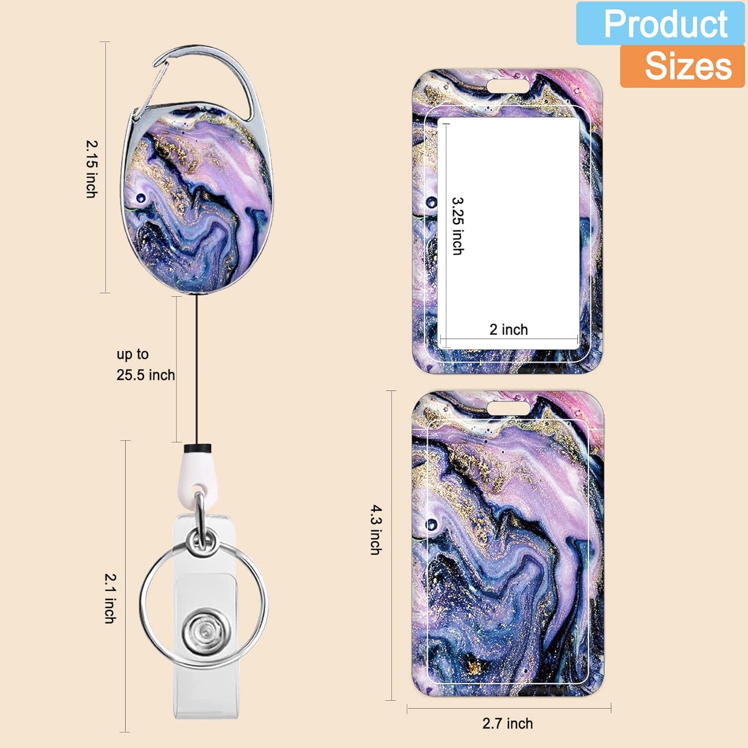 Portatarjetas con carrete retráctil, lindo carrete de insignia con clip para cinturón mosquetón y llavero, funda protectora vertical para tarjeta de