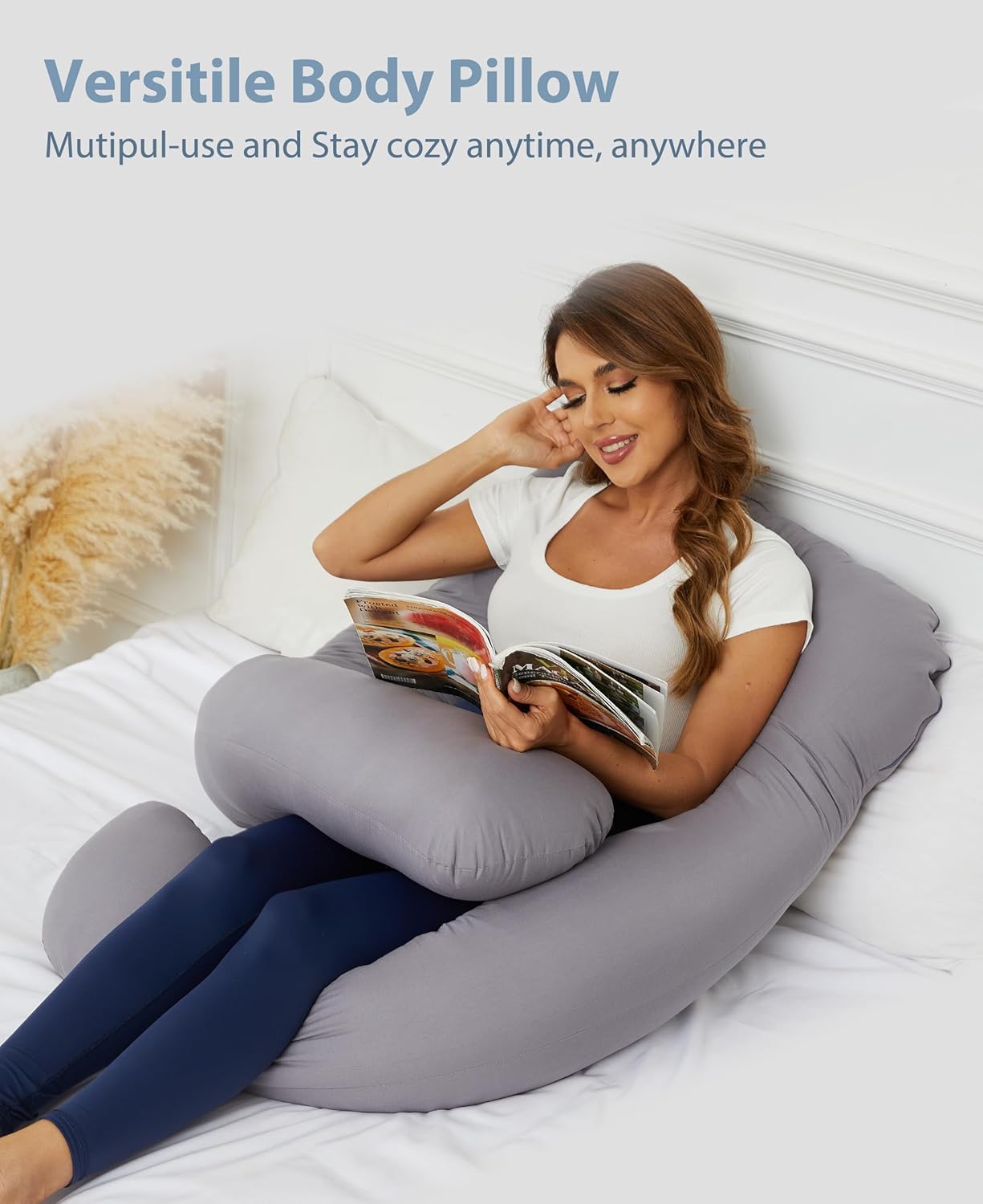 Mommyssr Almohadas de embarazo, almohada de maternidad de cuerpo completo en forma de U con funda extraíble, soporte para espalda, piernas, vientre,