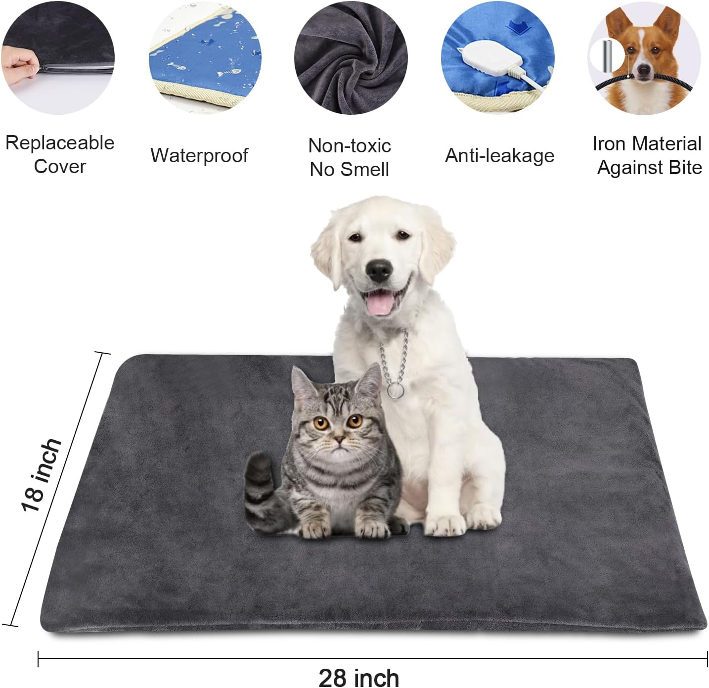 ENJOY PET Almohadilla térmica para mascotas, almohadilla térmica para perros con temporizador de 13 niveles y 9 niveles de temperatura, almohadillas