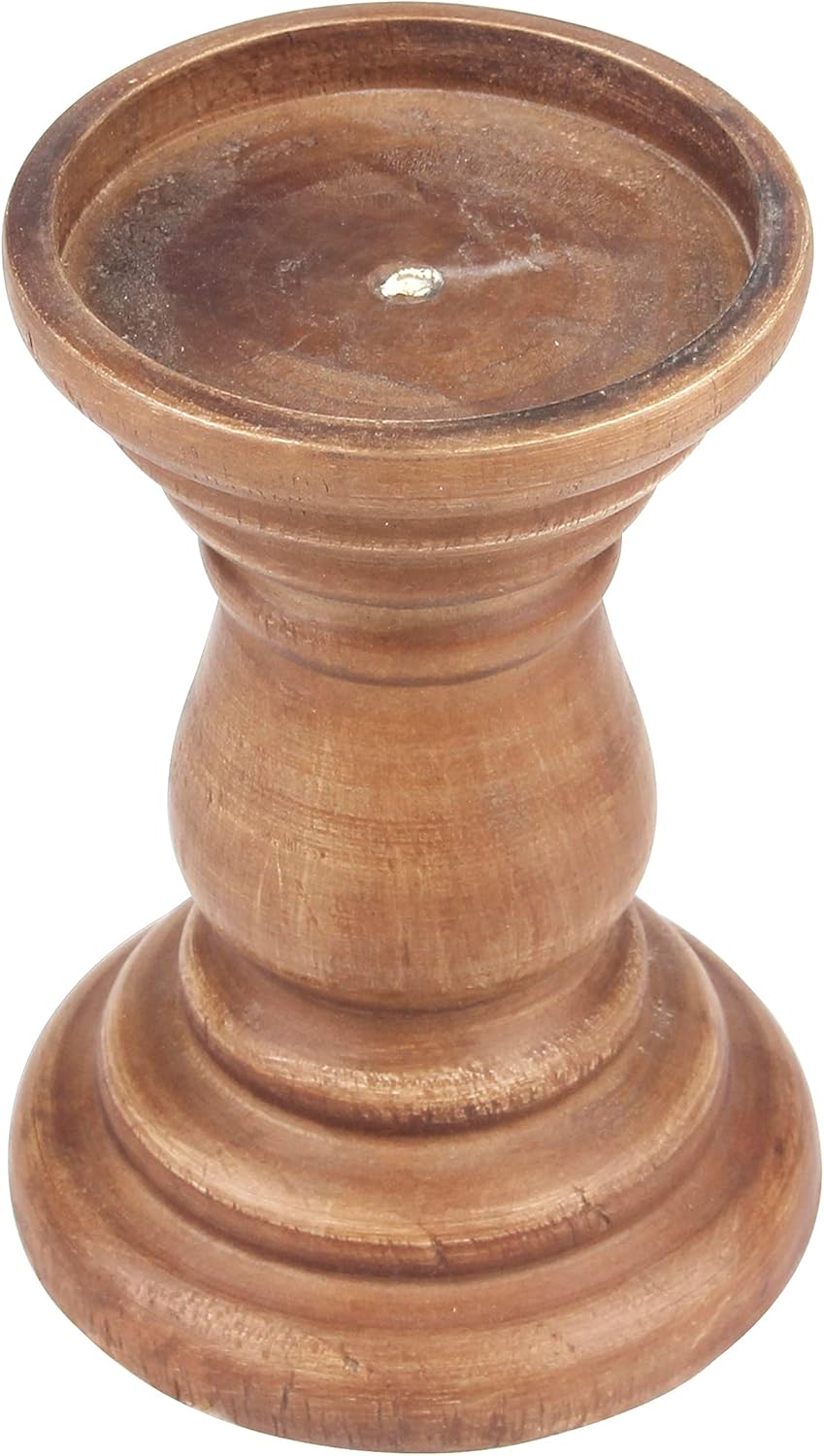 Stonebriar Portavelas de pilar de madera natural decorativo mediano