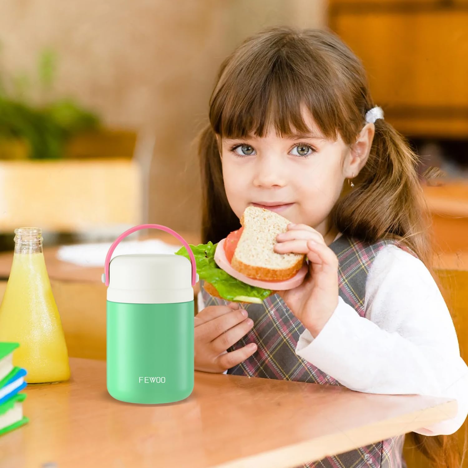 FEWOO Termos de comida, contenedor aislado de 20 onzas para almuerzo y sopa para alimentos fríos y calientes, para niños y adultos, tarro de
